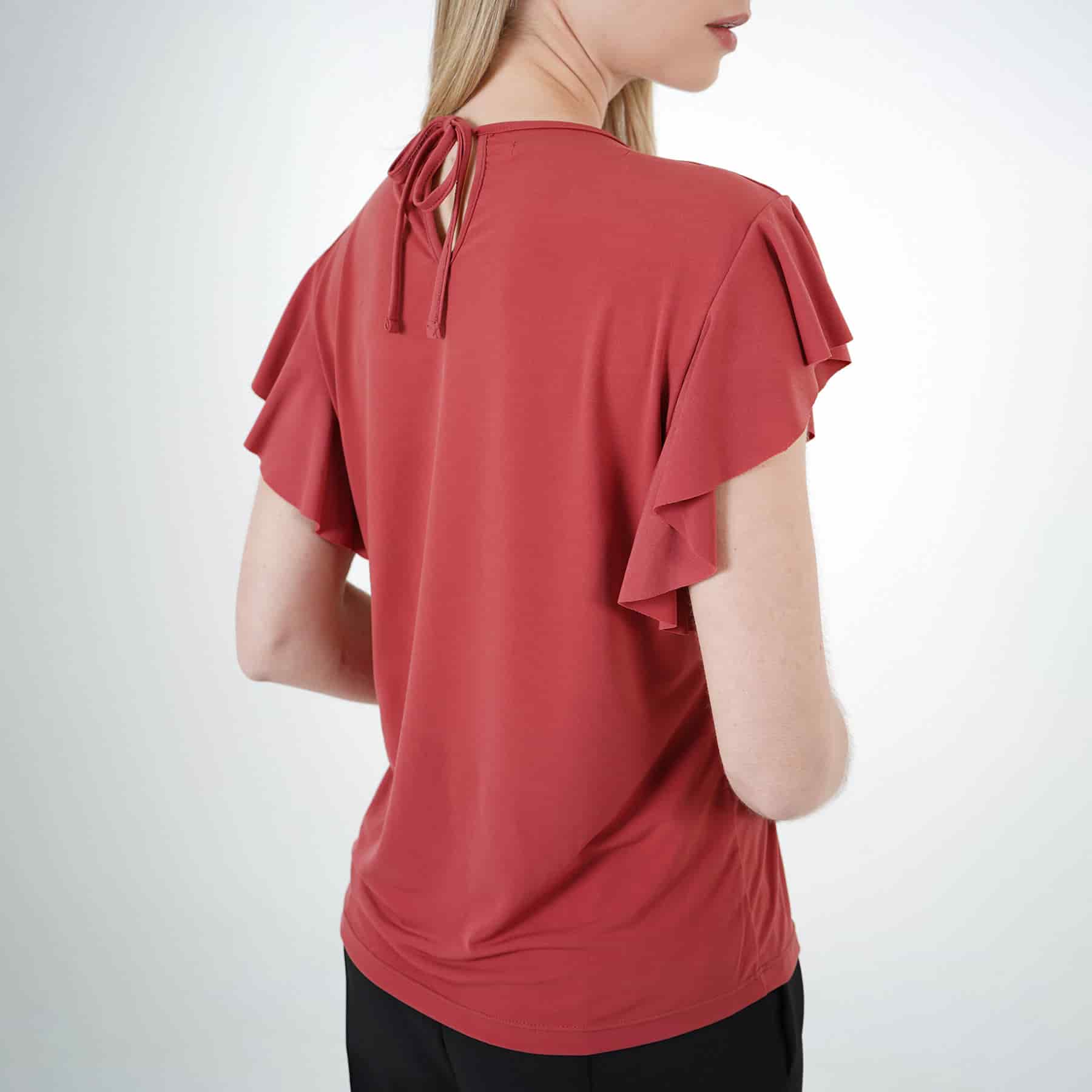 Camiseta top manga bolero corta lazo ajustable espalda cuello - miniatura 2