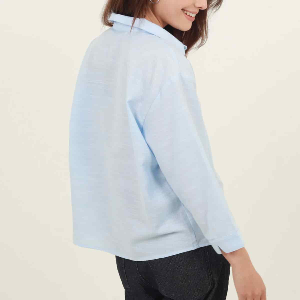 Blusa abierta cuello camisero manga 3/4 con estampado - miniatura 6