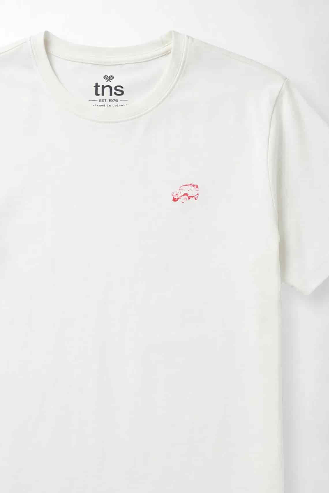 Camiseta regular con mini gráfico al pecho de algodón blanco para hombre - miniatura 4