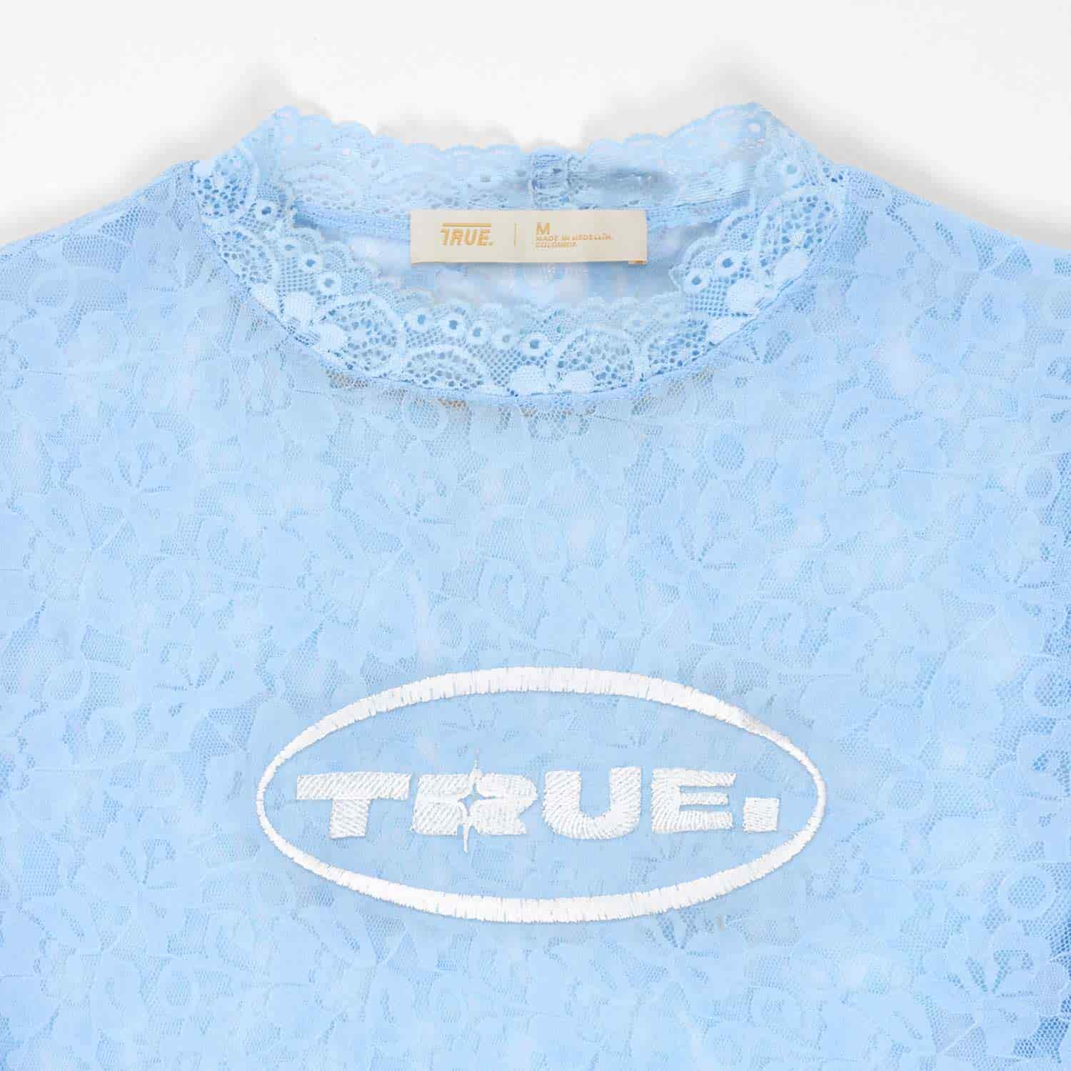 Floral Lace Baby Tee - Light Blue - miniatura 4