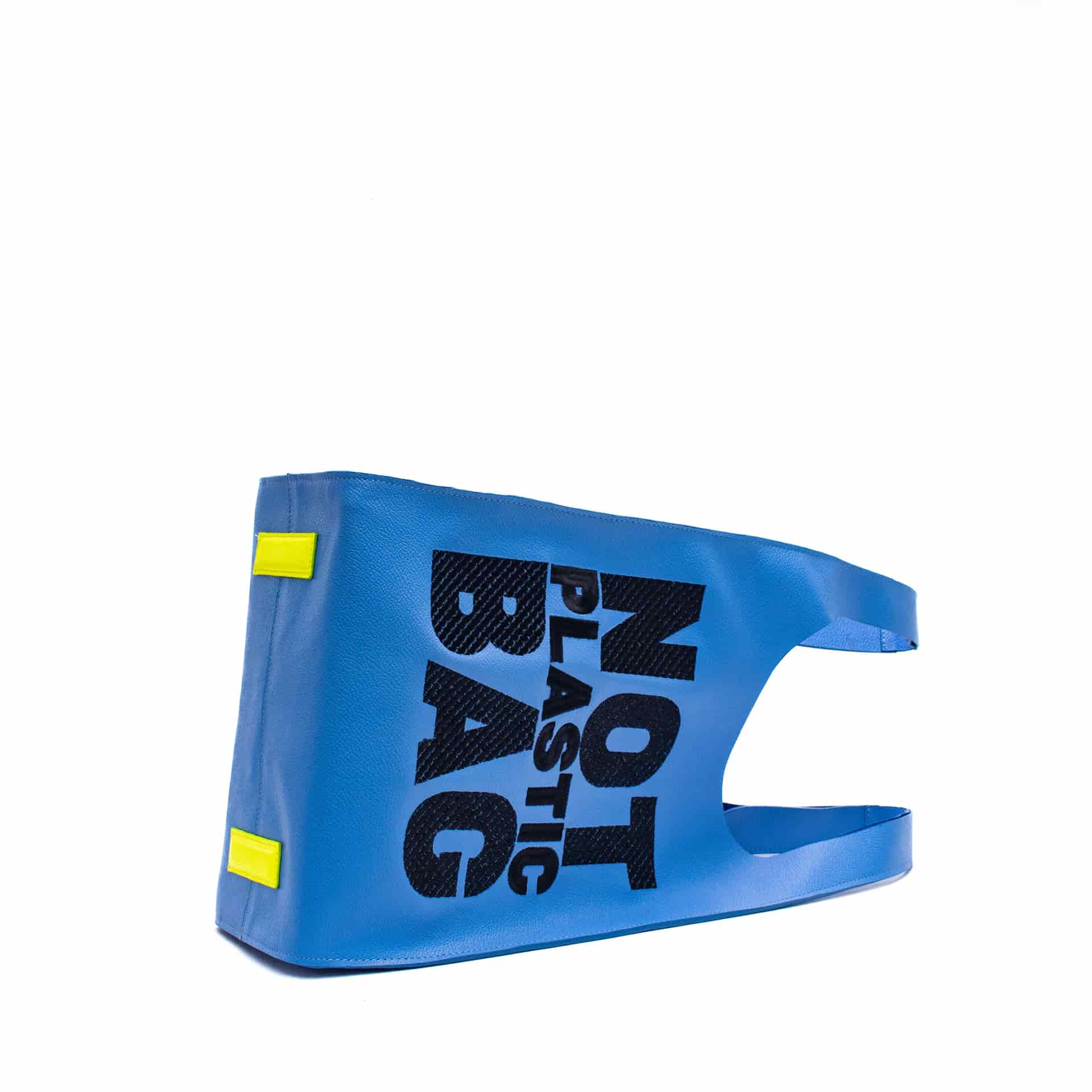 PLASTIC BAG MIDI - azul CERULEO x bordado negro - miniatura 2