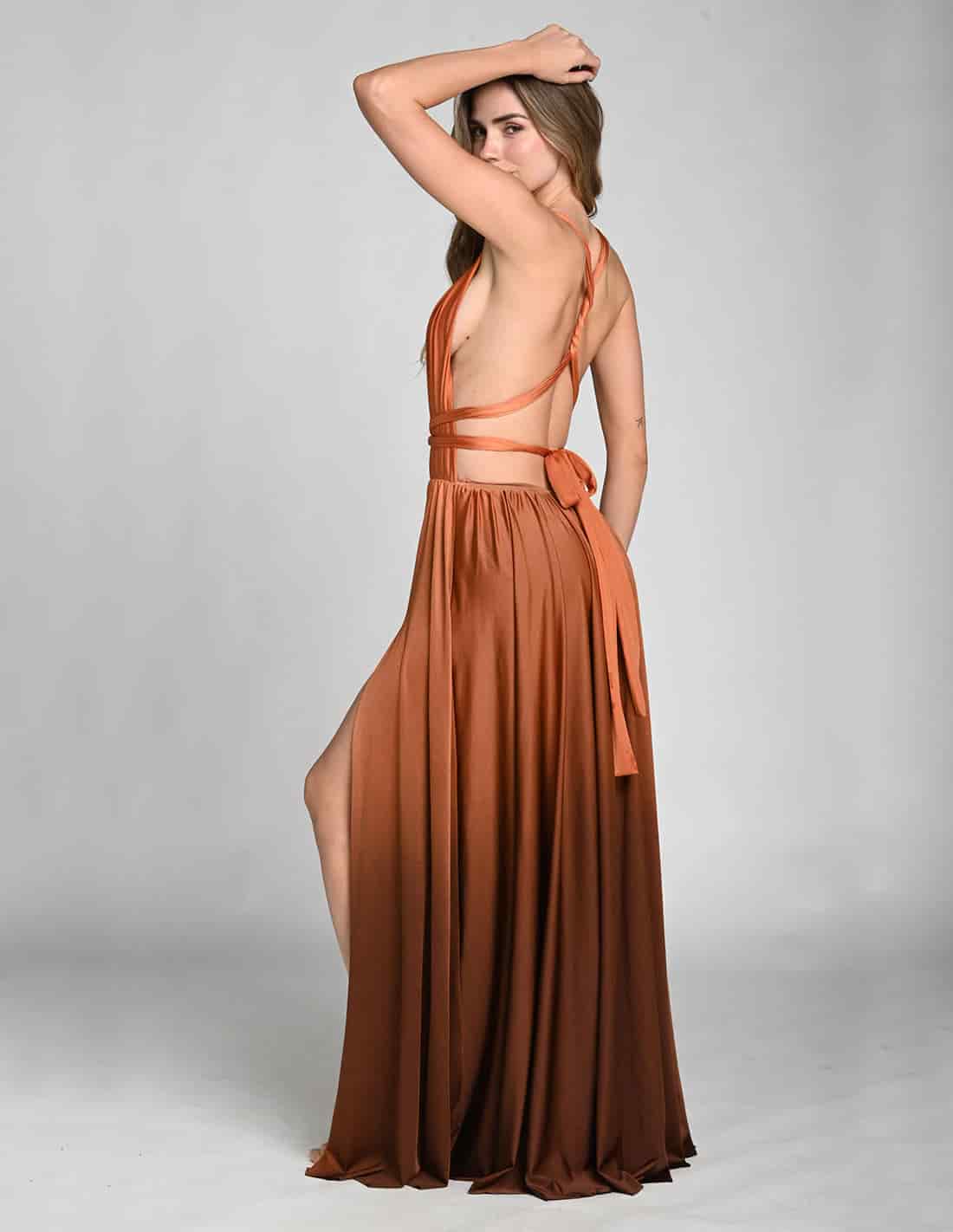 Vestido Pluton Ochre + Brown - miniatura 3