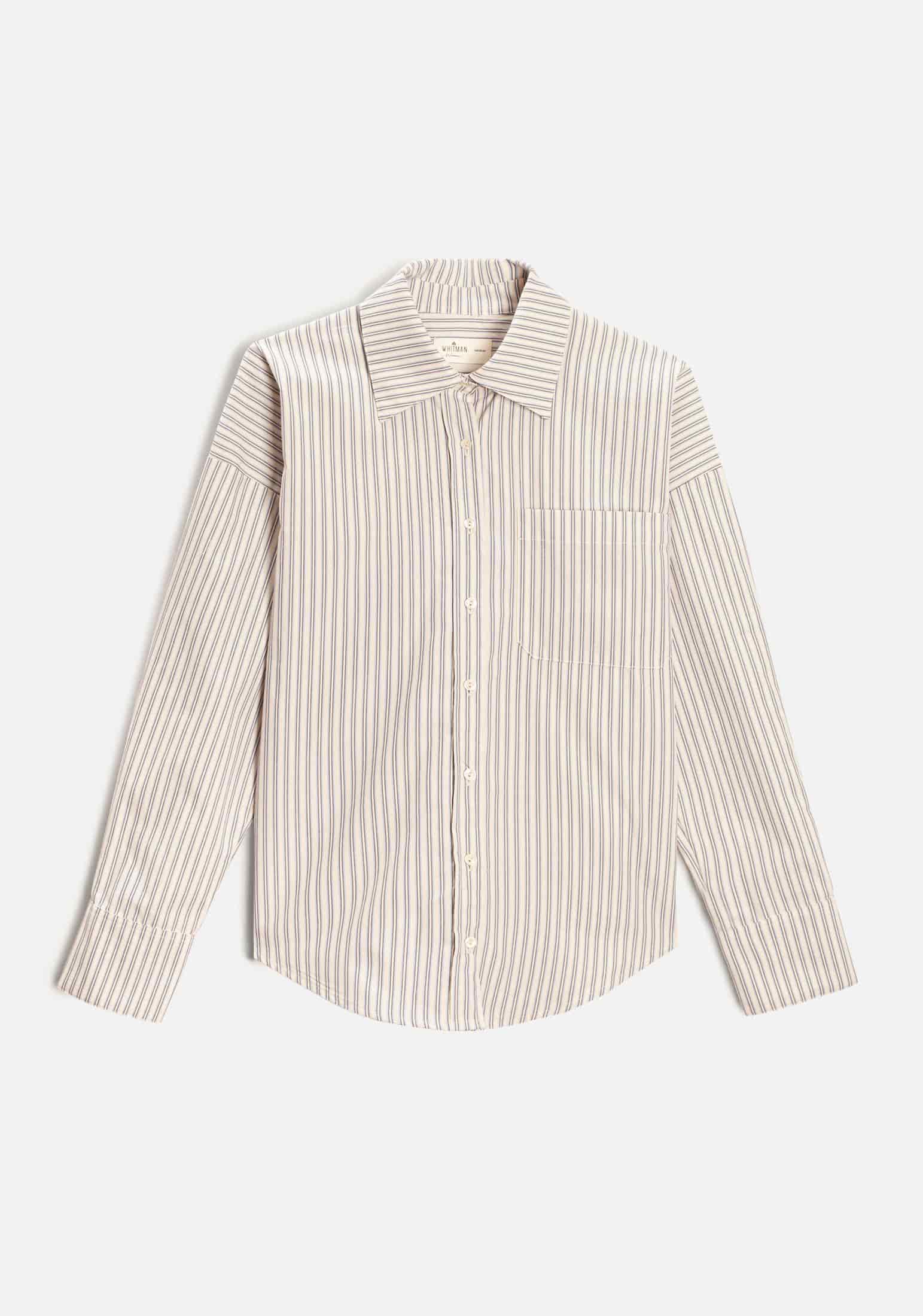 Camisa Antonella Rayas Marfil - Azul - miniatura 1