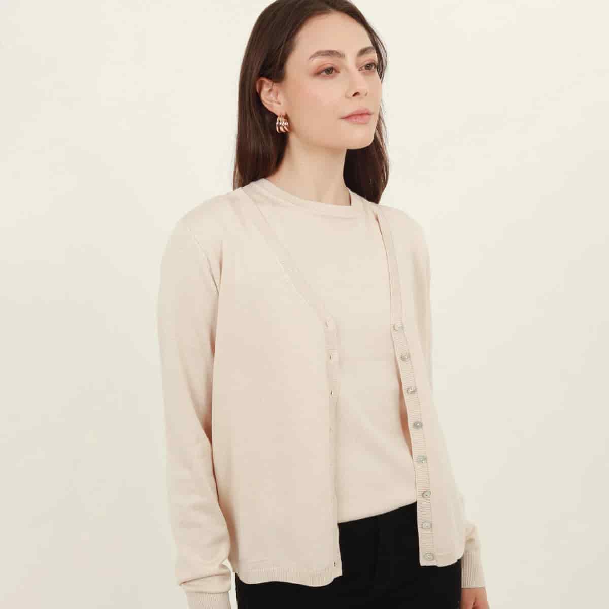 Sweater cardigan con botones manga larga - miniatura 13