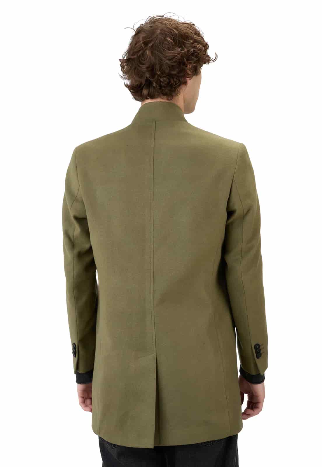 Abrigo cuello neru o mao verde hoja seca - miniatura 7