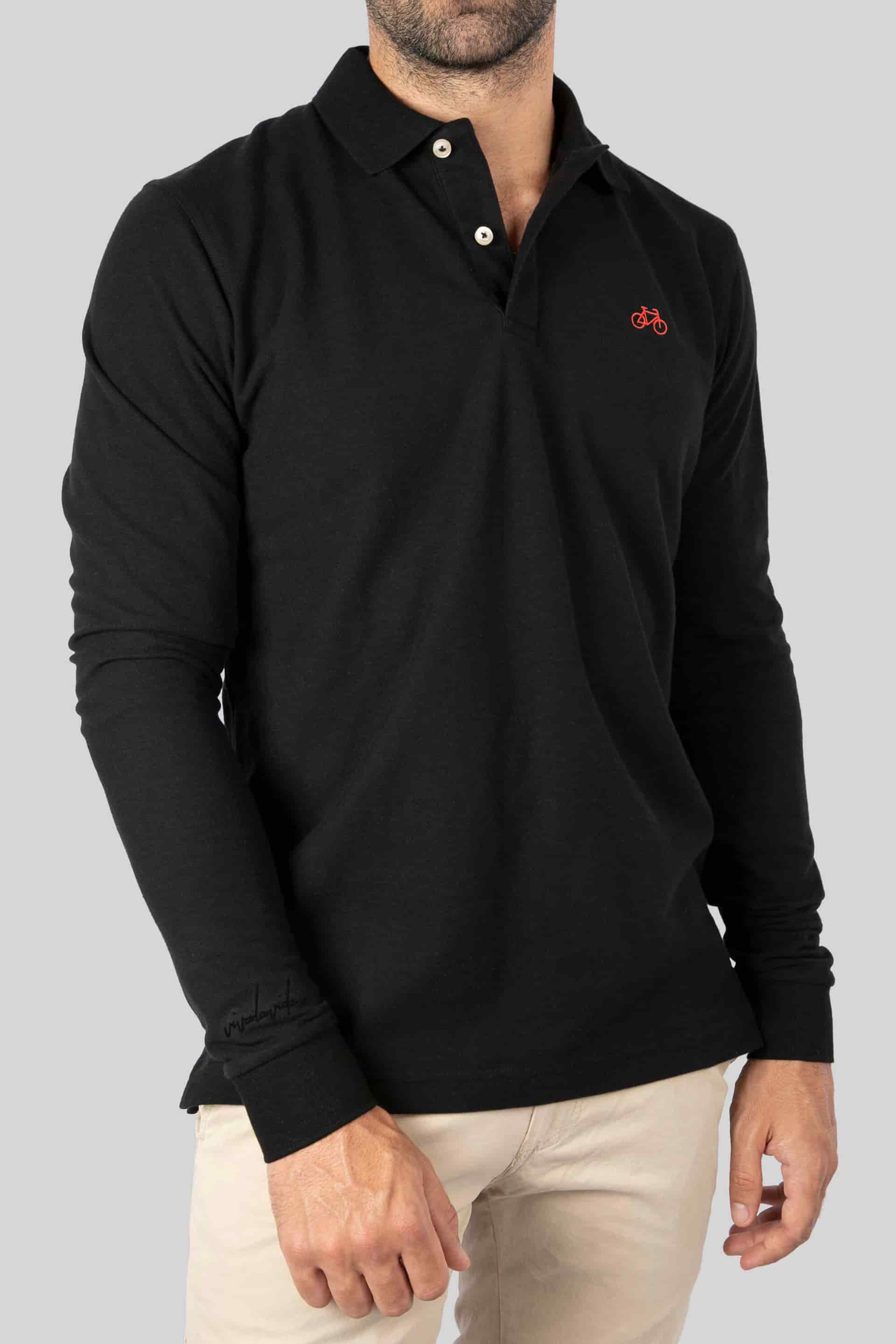 POLO MANGA LARGA NEGRO - miniatura 1