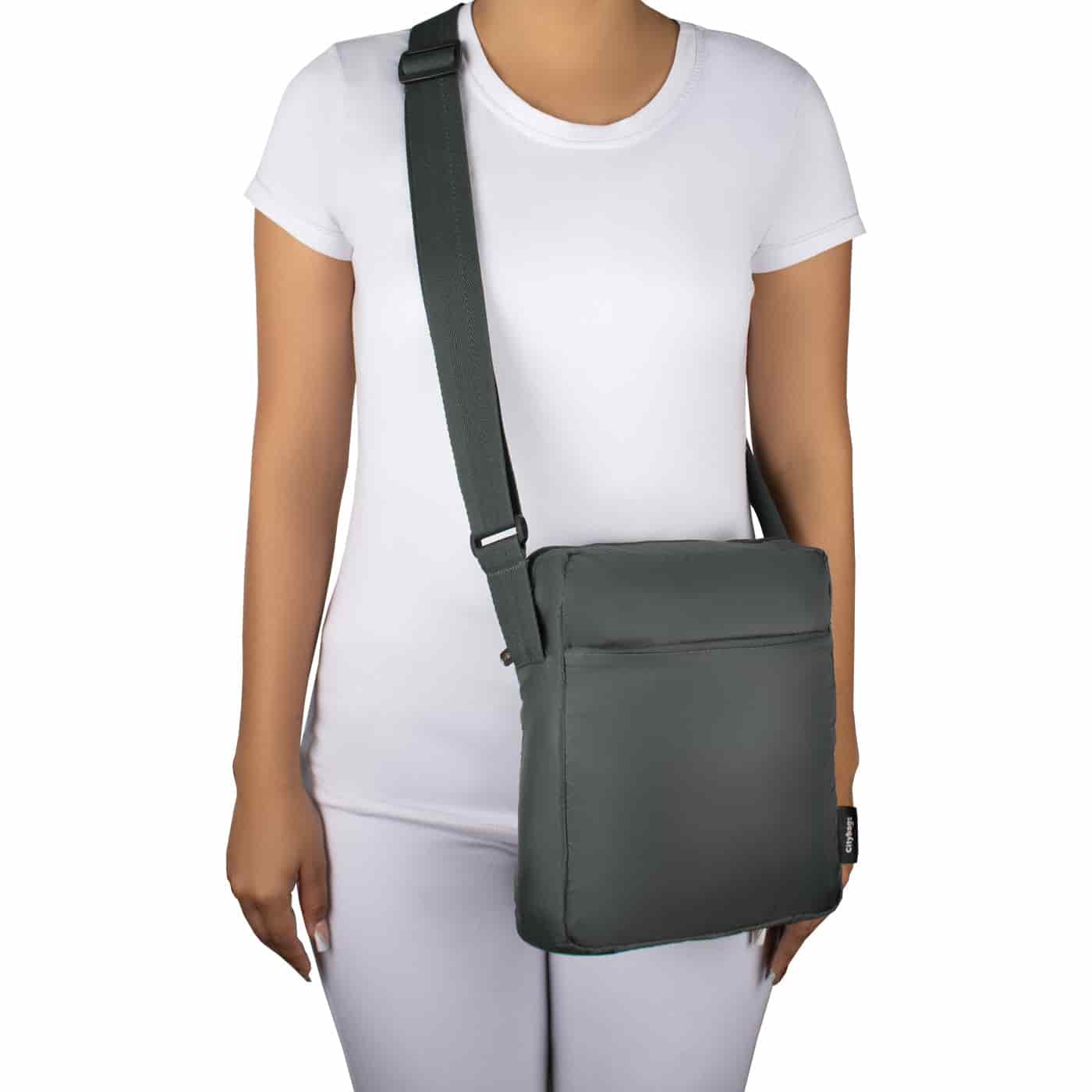 Bolso Manos Libres Viajero Citybags Light Gris - miniatura 3