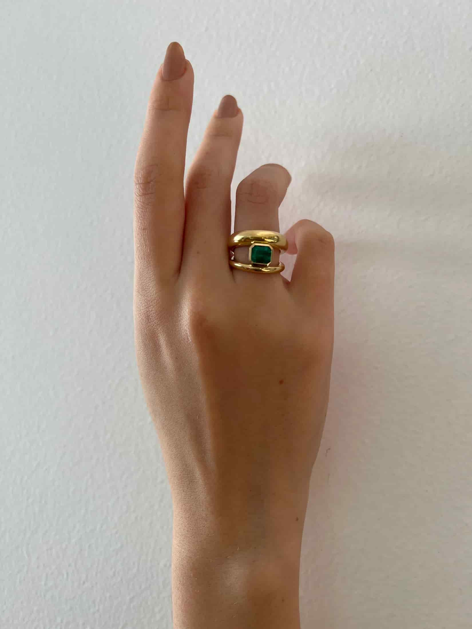 Anillo Doble Aro y Esmeralda - miniatura 12
