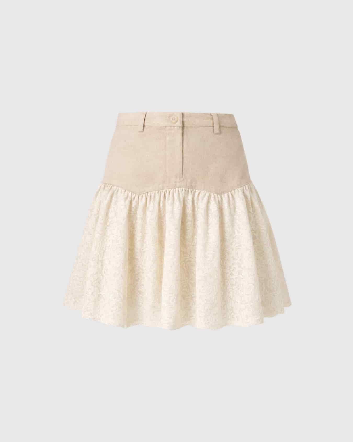 SAND LACE MINISKIRT - miniatura 1
