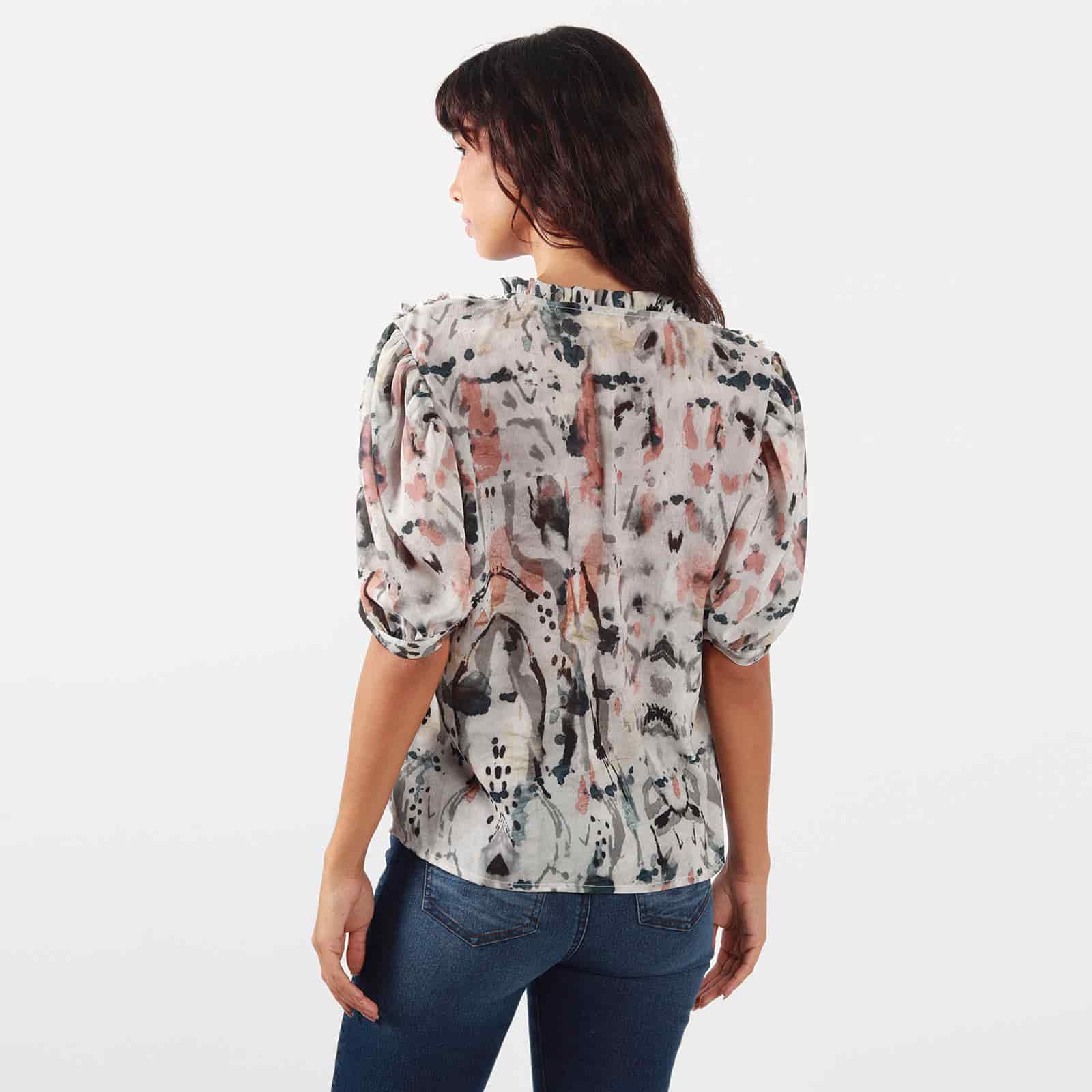 Blusa Cuello Arandela Manga Corta - miniatura 4