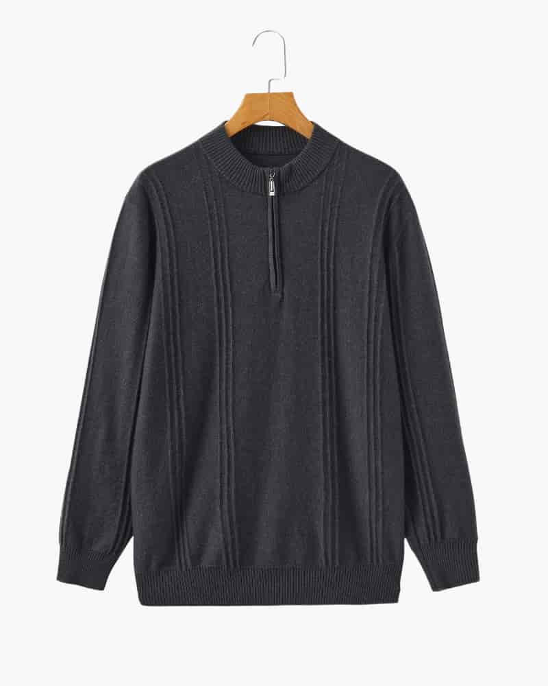 100% Cashmere Ribbed Half Zip - miniatura 6