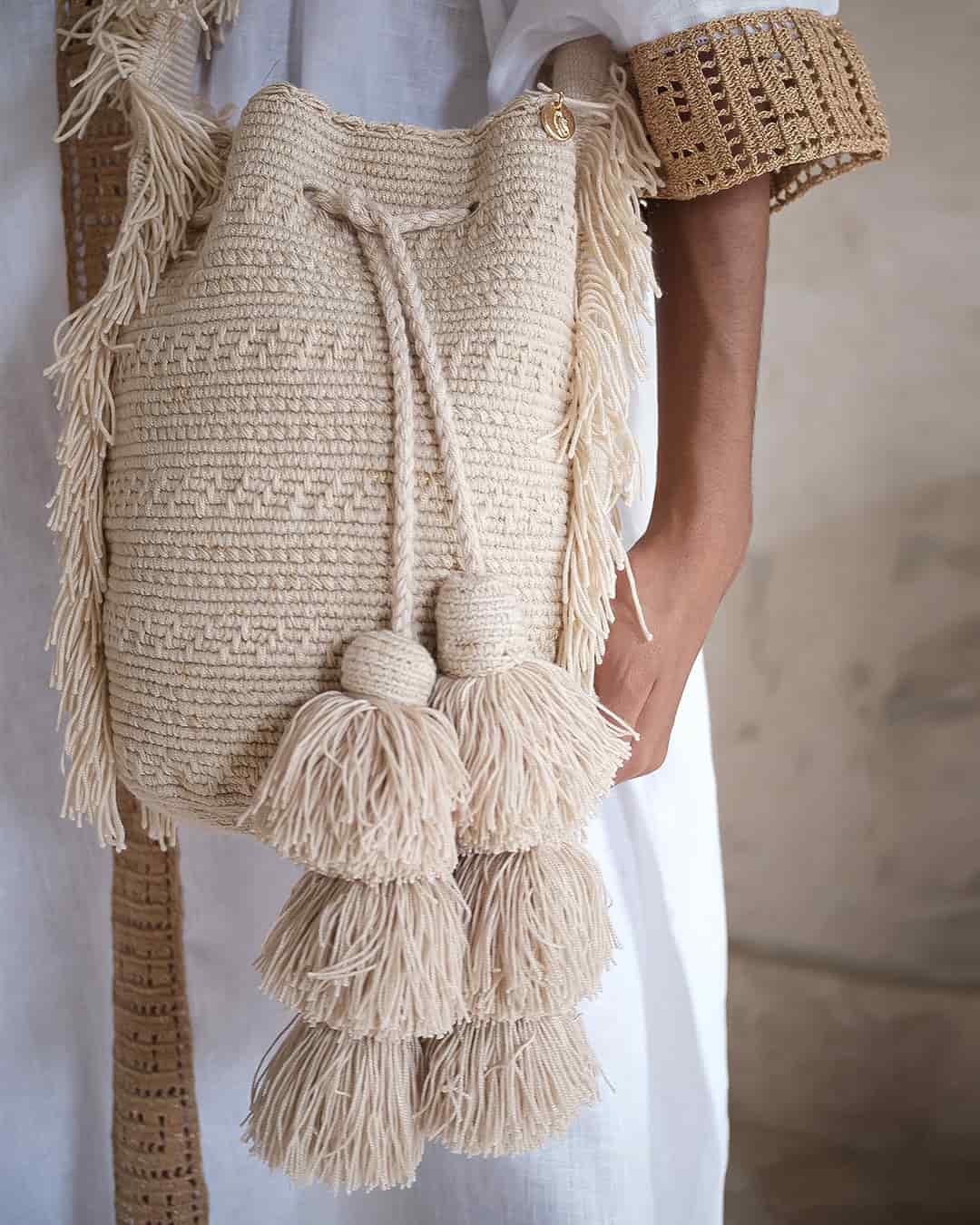 Mochila Wayuu Kamsa Basic Sand - miniatura 5
