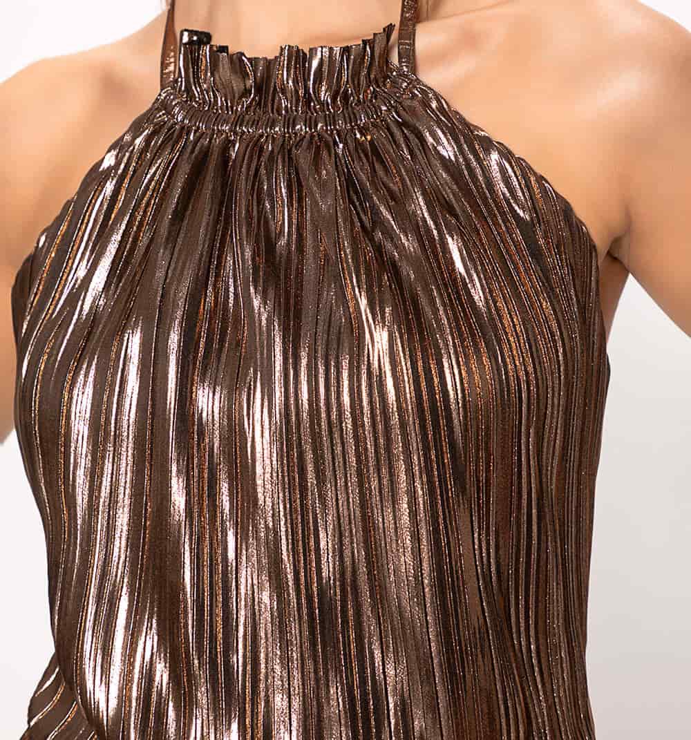 Blusa cuello halter con cruce de tiras e - miniatura 3