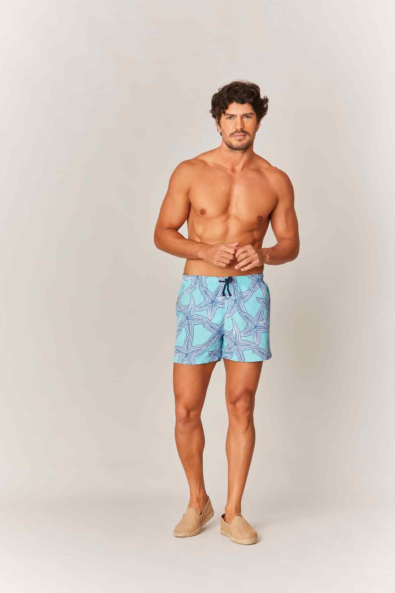 Men's star turquoise swim trunk - miniatura 2