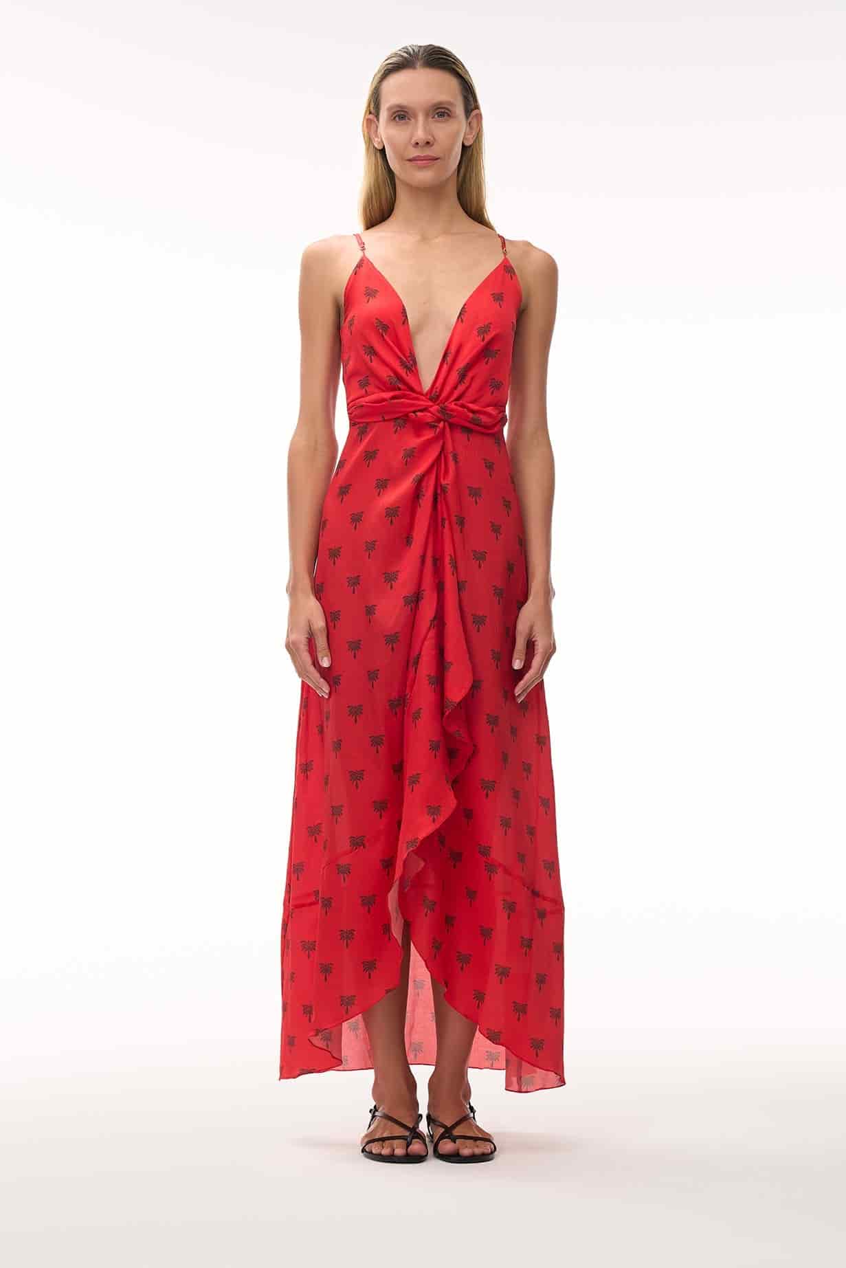 Sabina Martellato Silk Midi Dress / Red Polka Palms - miniatura 2