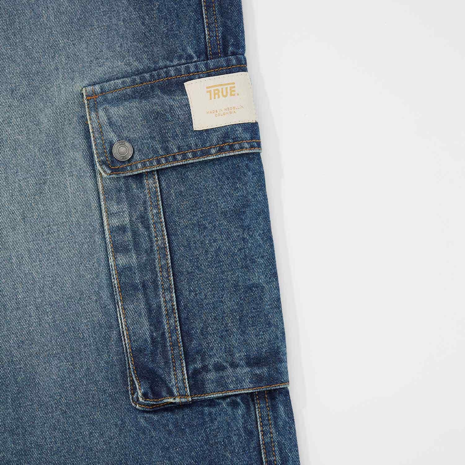 Cargo Multi-Pocket Denim Pants - Deep Blue - miniatura 7