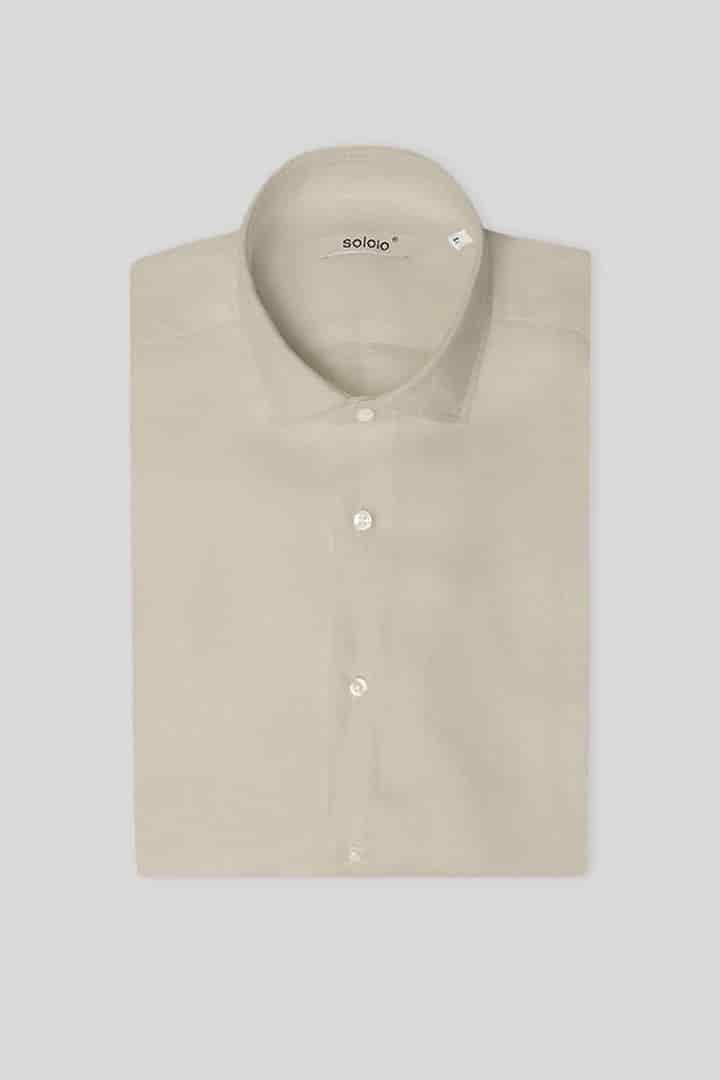 Men's linen shirt beige - miniatura 3