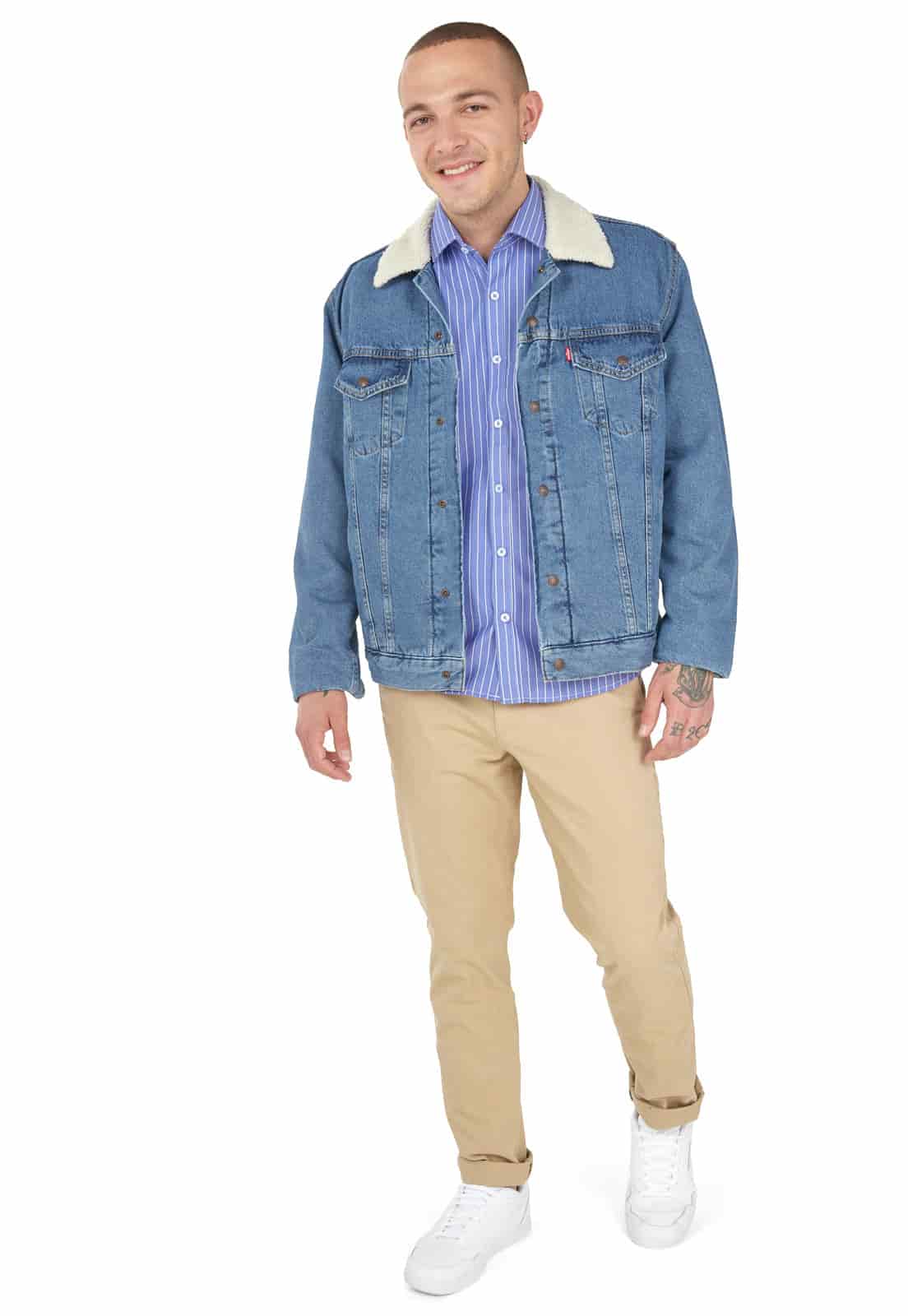 Camisa azul de rayas blancas finas - miniatura 4