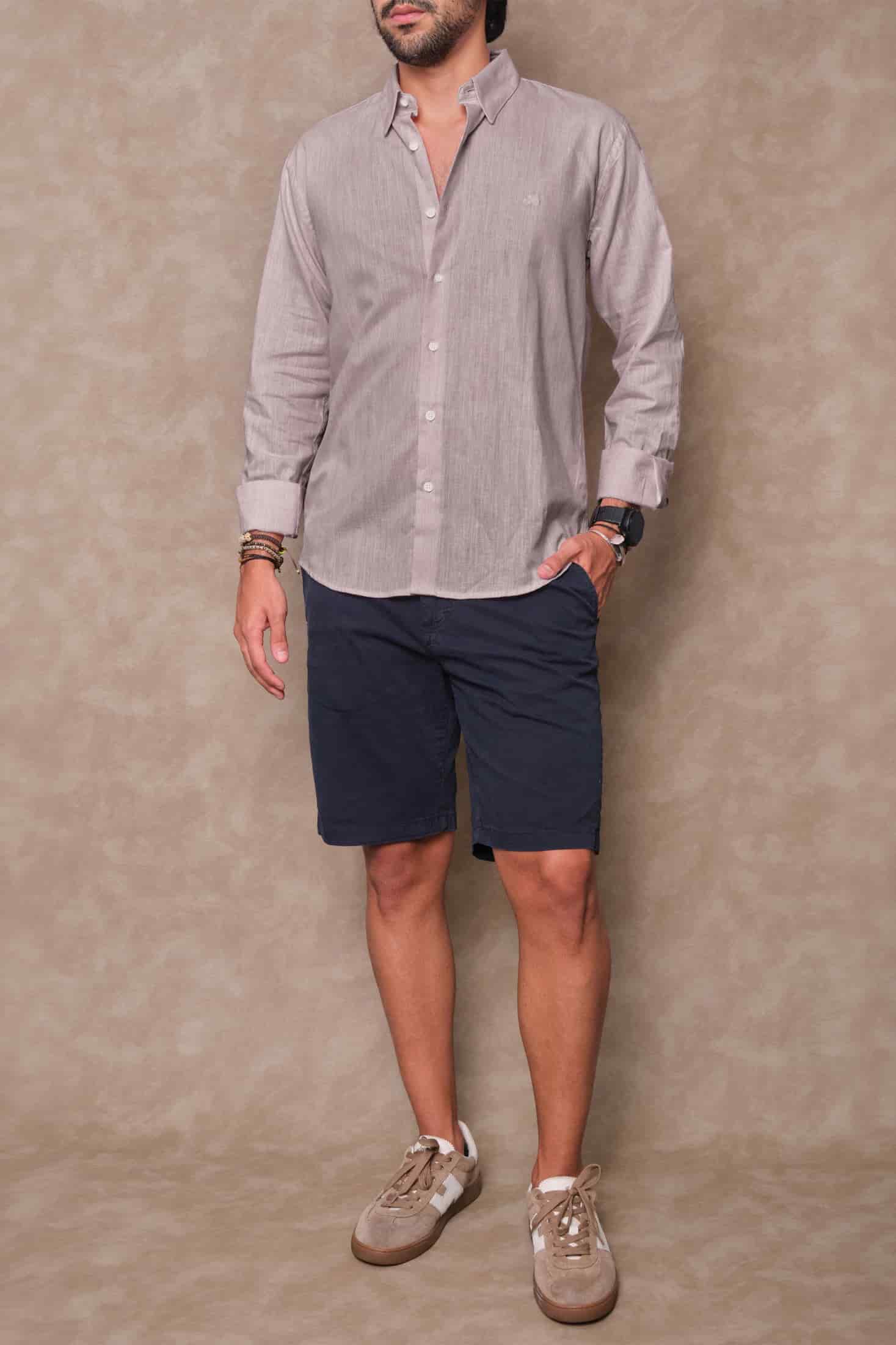 CAMISA LINO CAFE - miniatura 1