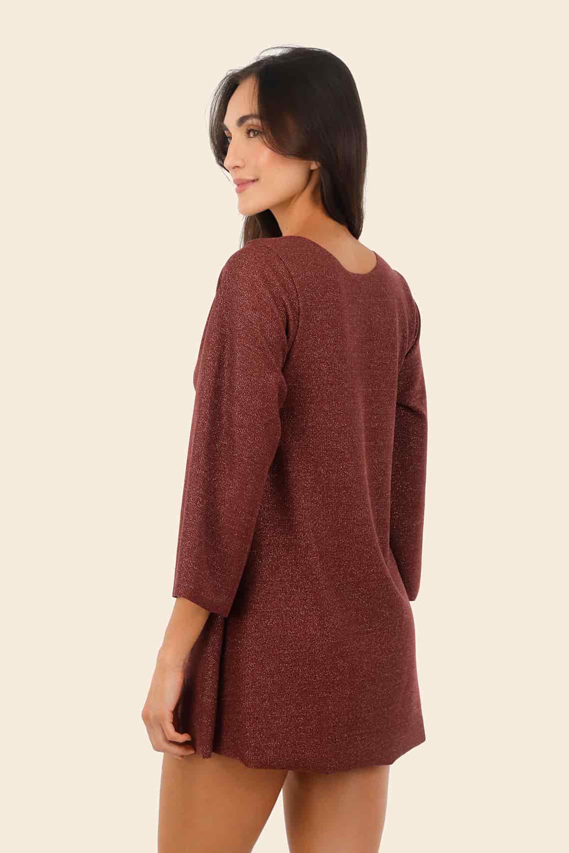 Textured Barn Red Apogeo Dress - miniatura 2