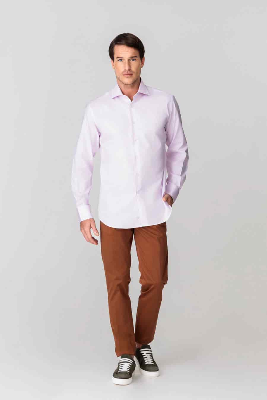 men’s cotton slim fit shirt lilac - miniatura 4