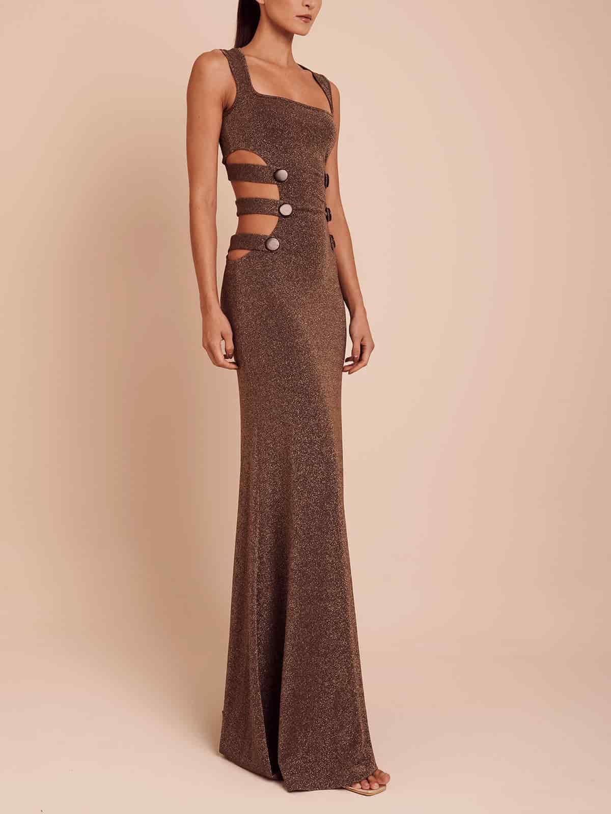 GINEBRA DRESS BRONZE UMBER BROWN - miniatura 3