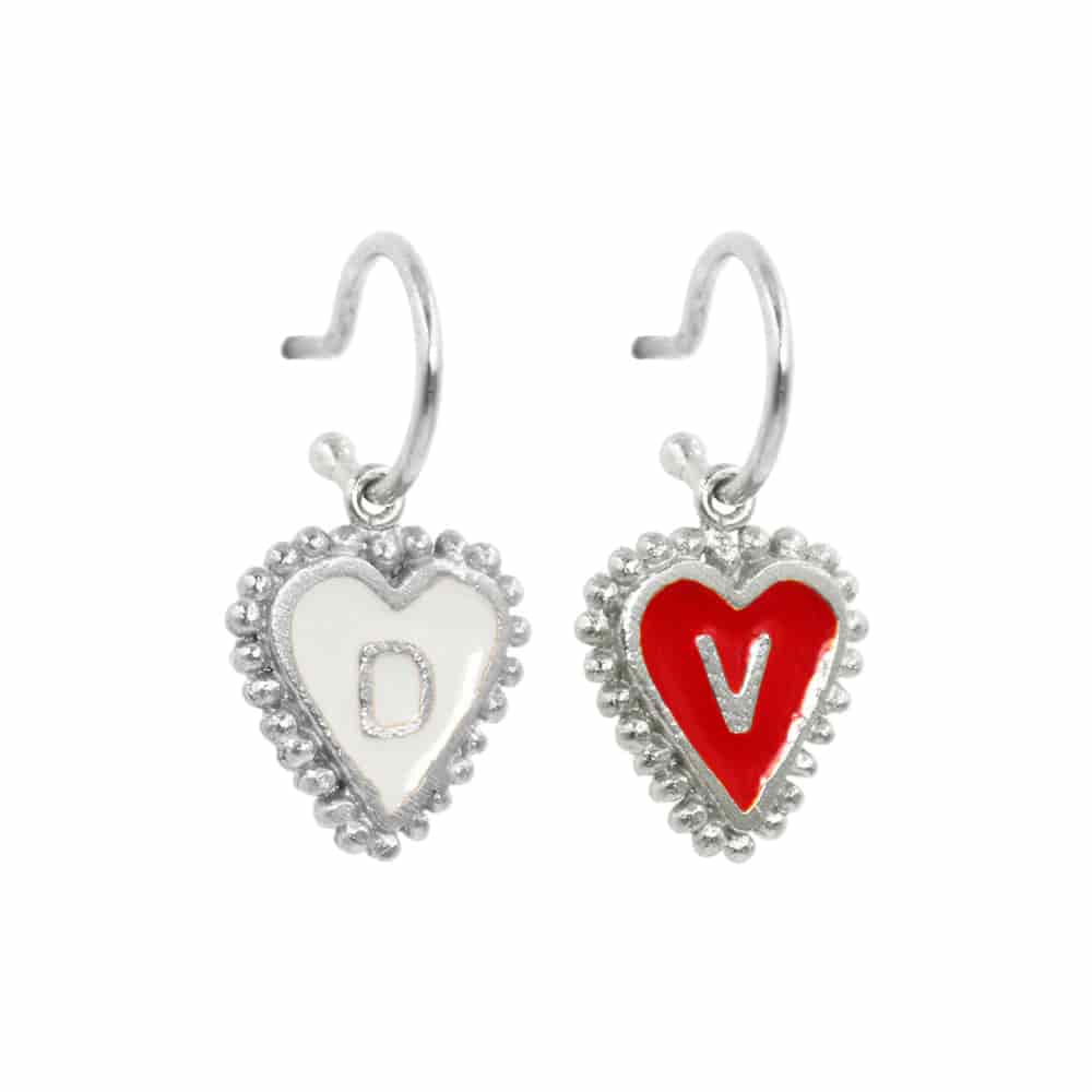 PreOrder Baby Hoops 9mm Letra Heart Plata - miniatura 4