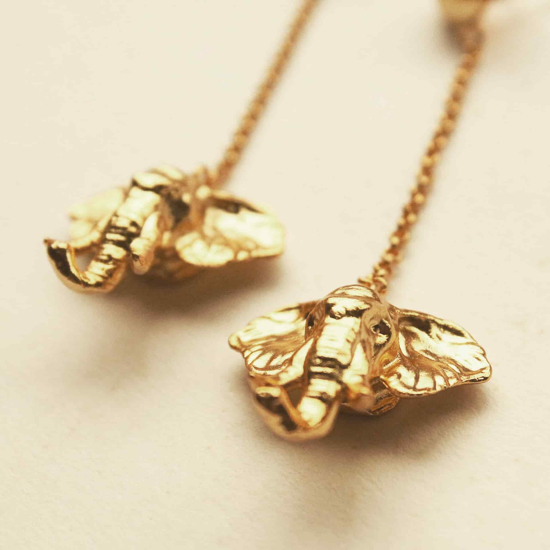 Aretes largos con cabeza de elefante - miniatura 3