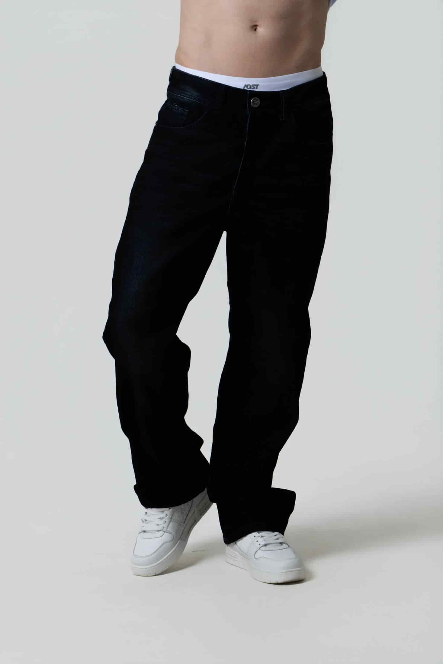 PANTALON 5 BOLSILLOS COLOR AZUL OSCURO - miniatura 1