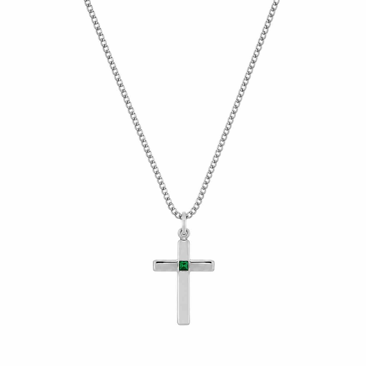 AXIS CROSS NECKLACE | CADENA CON DIJE EN FORMA DE CRUZ EN PLATA LEY 925 Y PIEDRA - miniatura 1