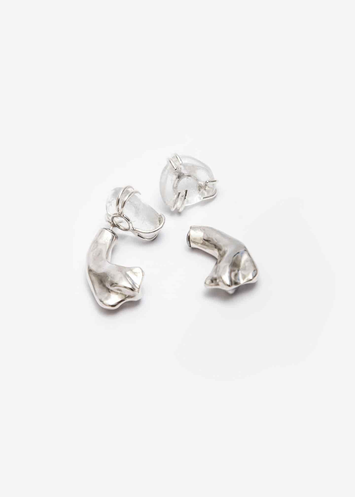 Aretes Cuarzo maxi Petal Curve Plata - miniatura 1