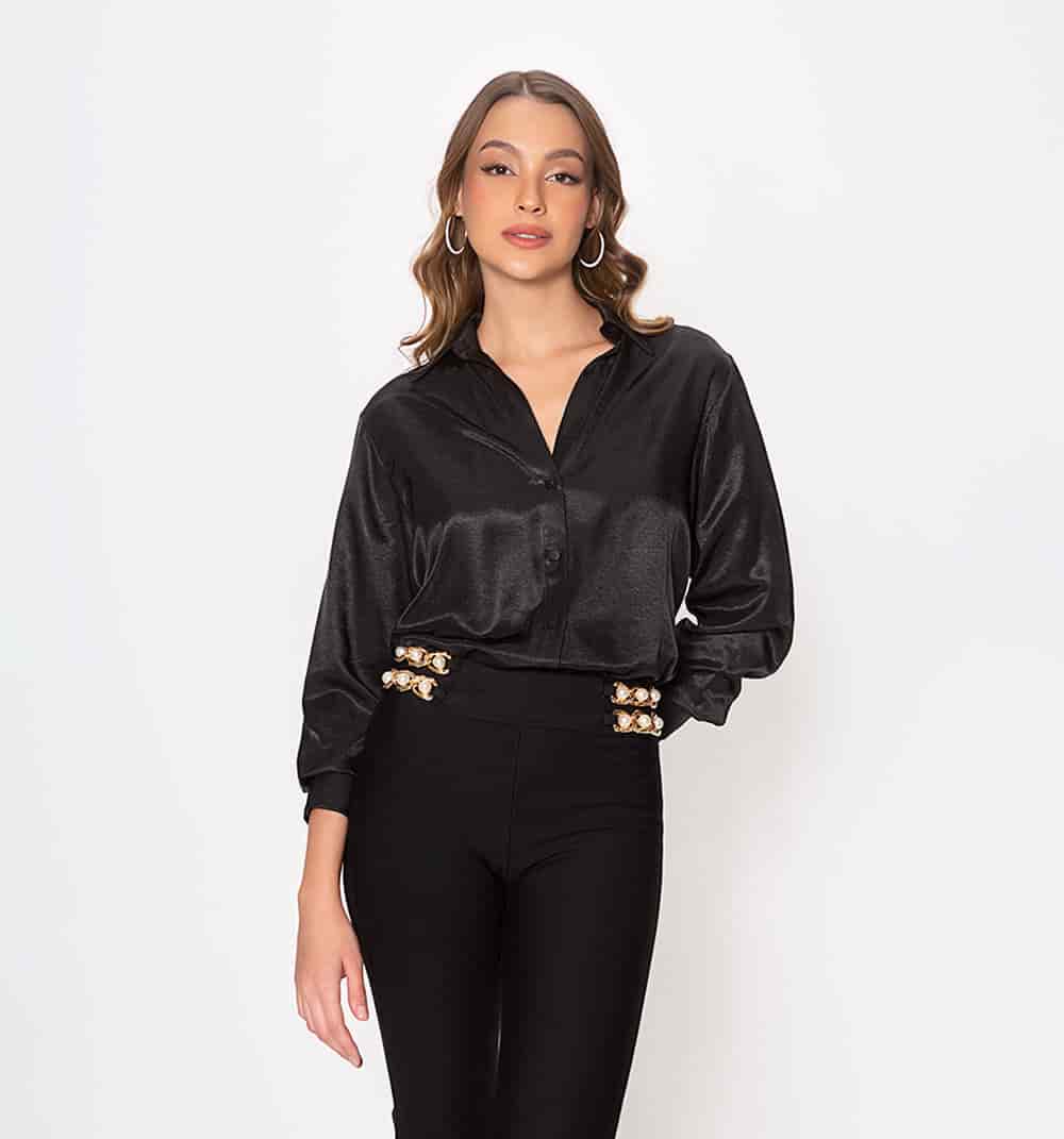 Blusa camisera manga larga con puño anch - miniatura 38