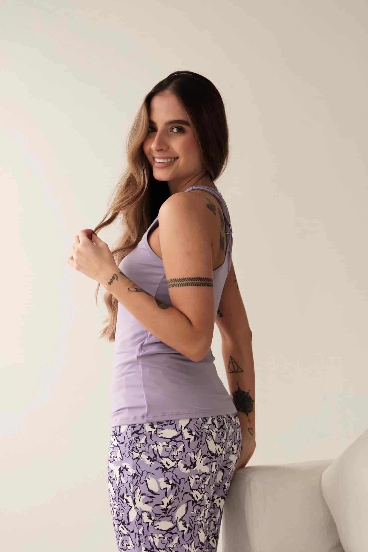 Pijama Pantalon Largo Lila - miniatura 3