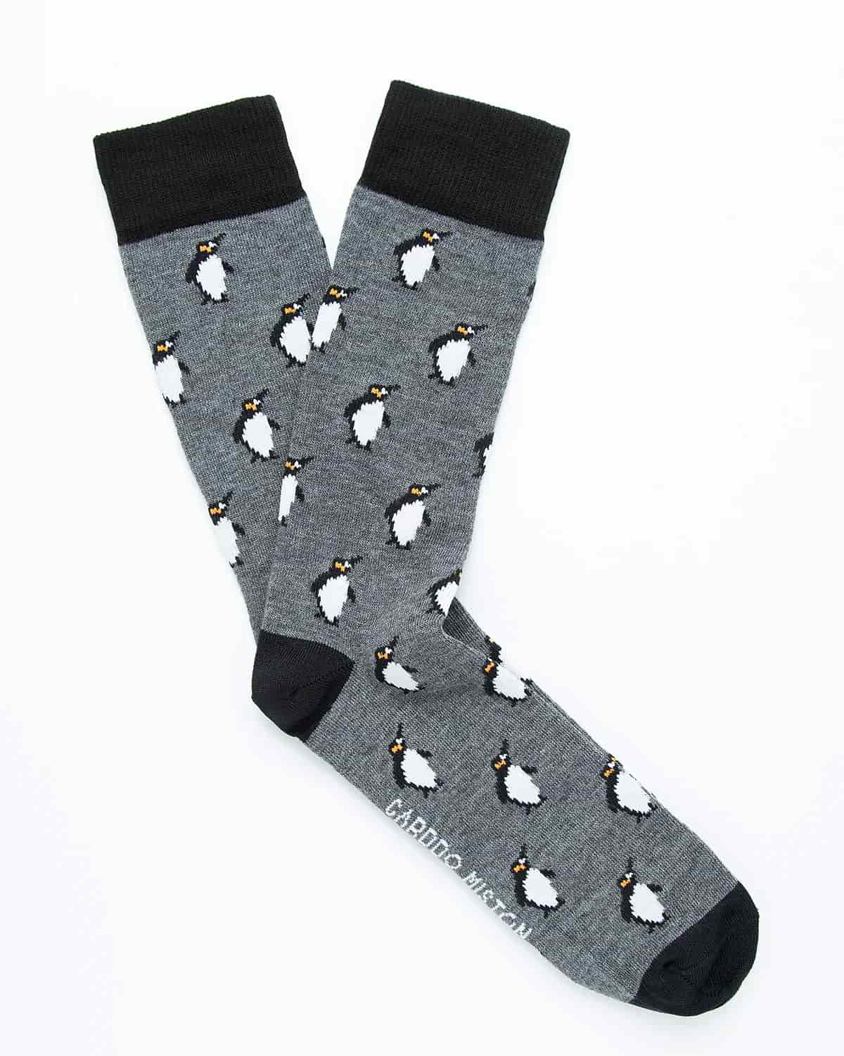 Medias Algodón Estampado Pingüinos - Fondo Gris - miniatura 3