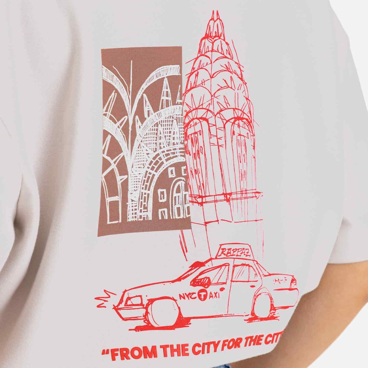 Boxy Fit City Sketch Tee Sand - miniatura 3