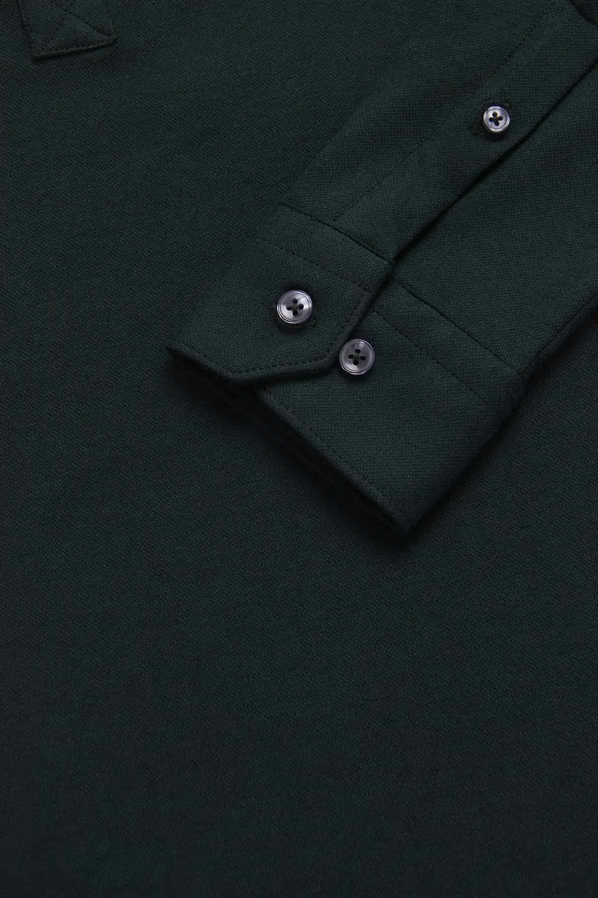 Camisa Piqué Polera Algodón Verde Botella - miniatura 3