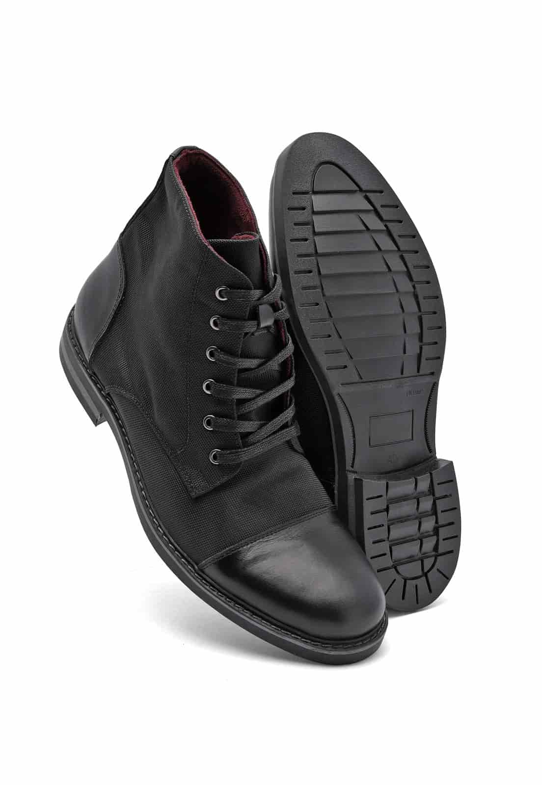 Botas negras en lona y cuero - miniatura 3