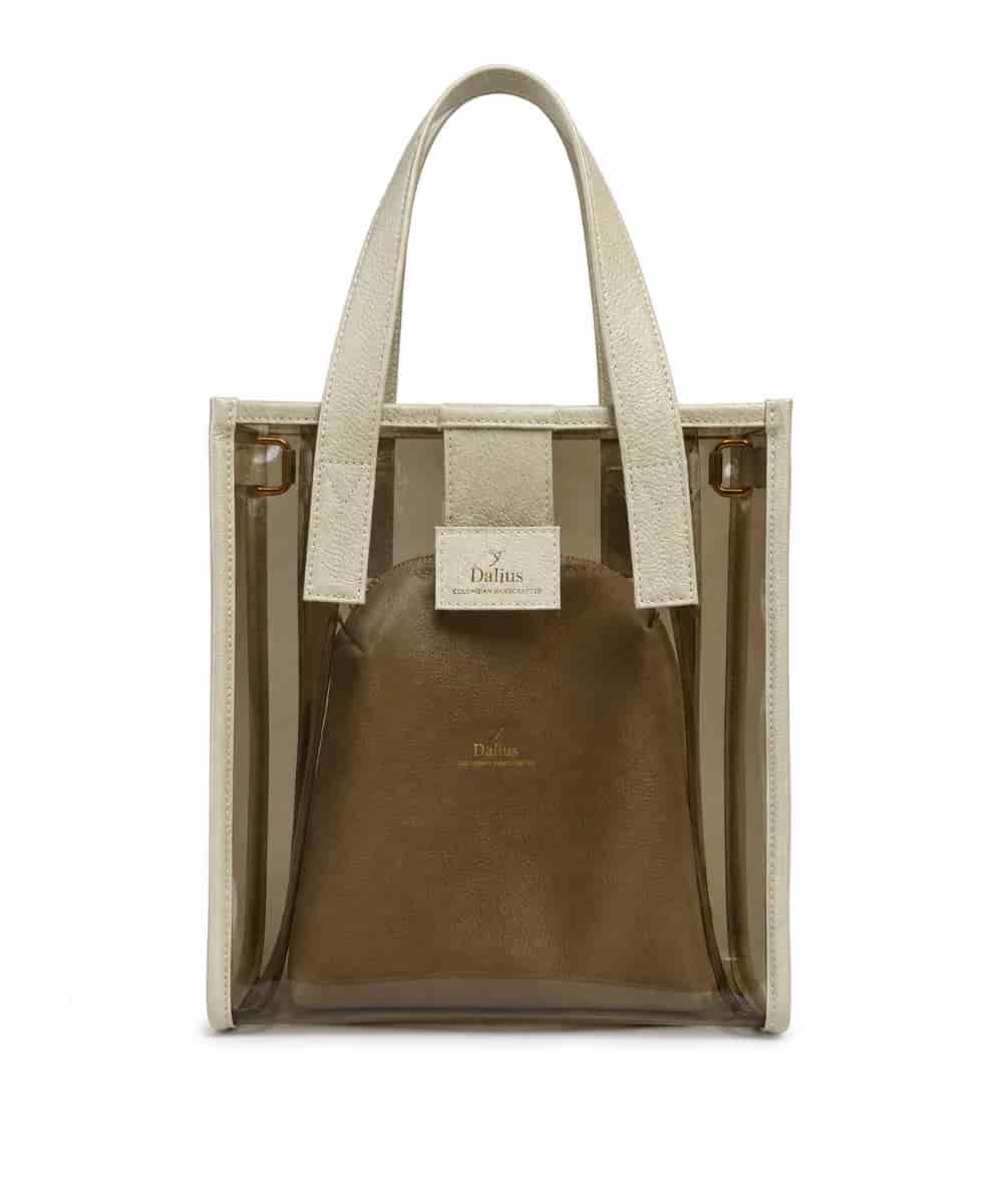 Bolso Mediano Vinilo Oscuro Beige - miniatura 2