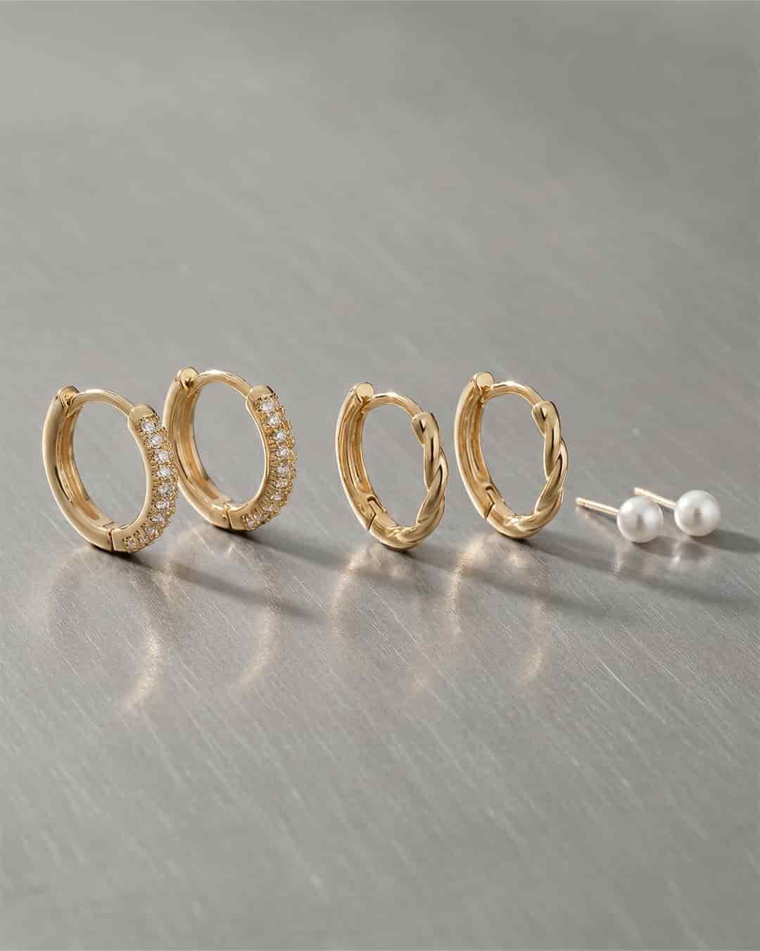Set X3 Aretes Enlazados y Perlas - miniatura 2