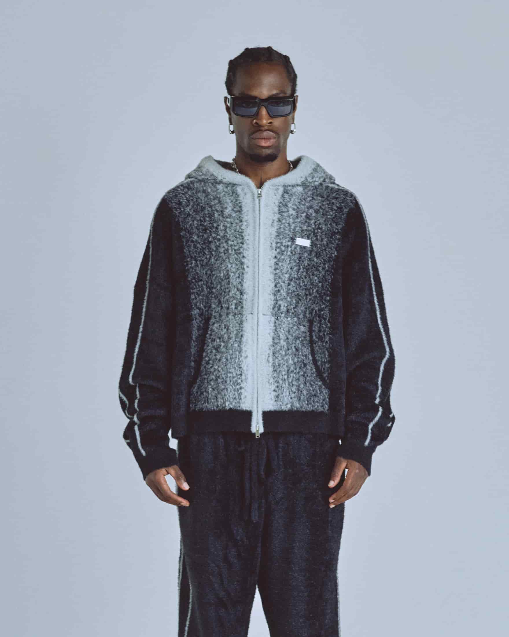 Basics Knit Zip Up Hoodie Bone/Black - miniatura 2