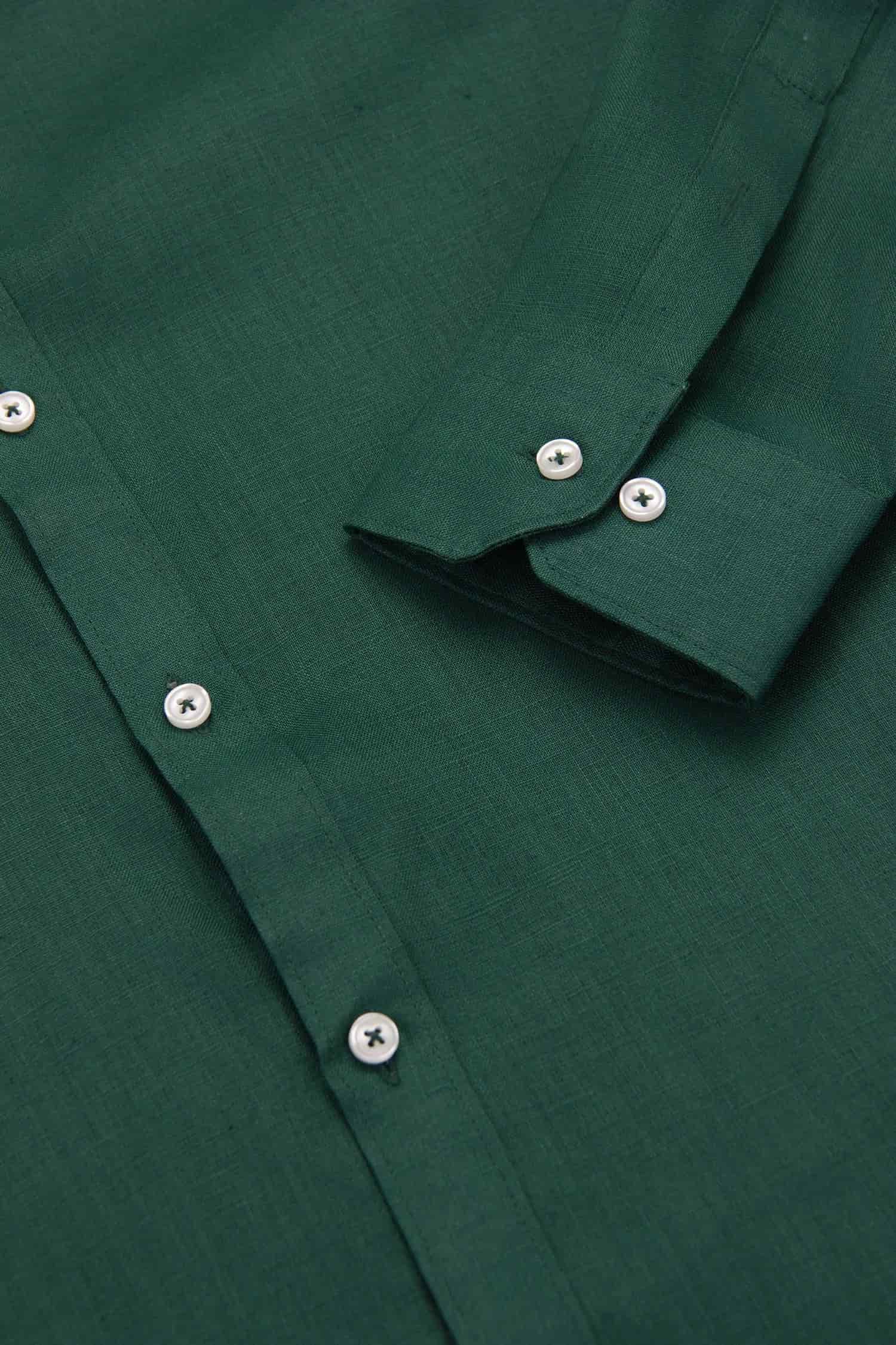 Camisa Button Down Lino Verde Bosque - miniatura 3