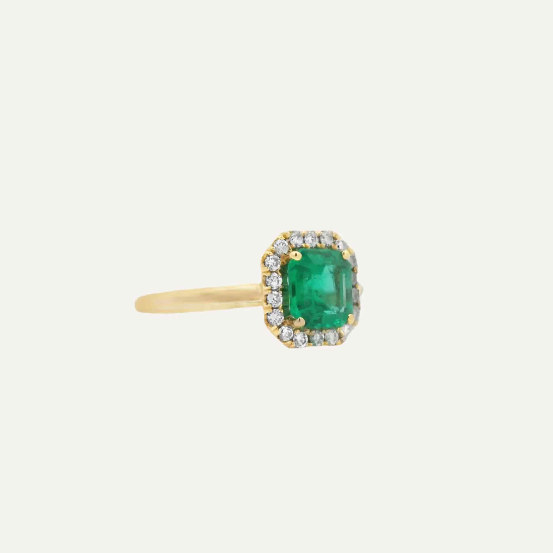 Anillo Halo Cuadrado Esmeralda premium - miniatura 9