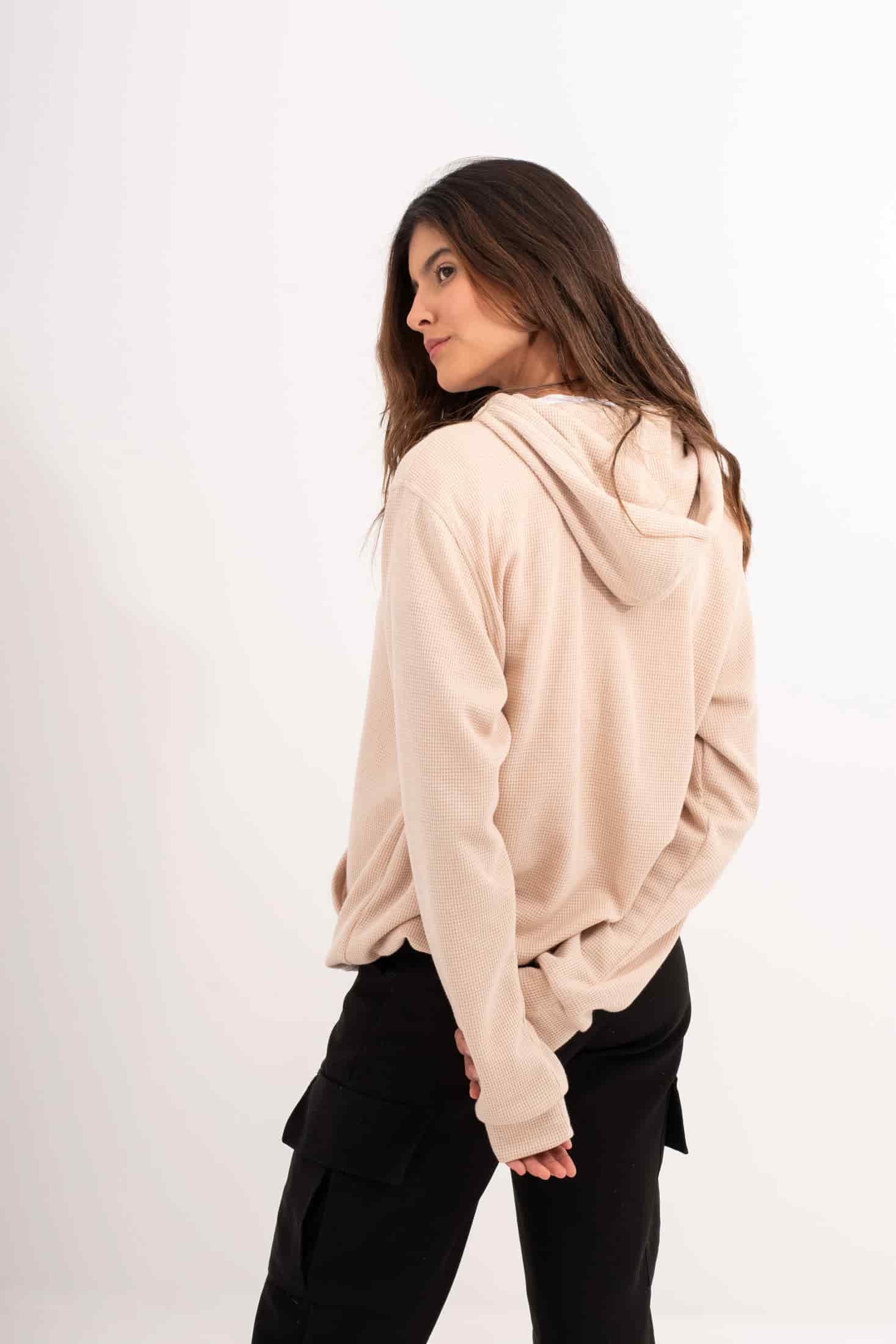 HOODIE BEIGE UNISEX- BÁSICO - miniatura 2