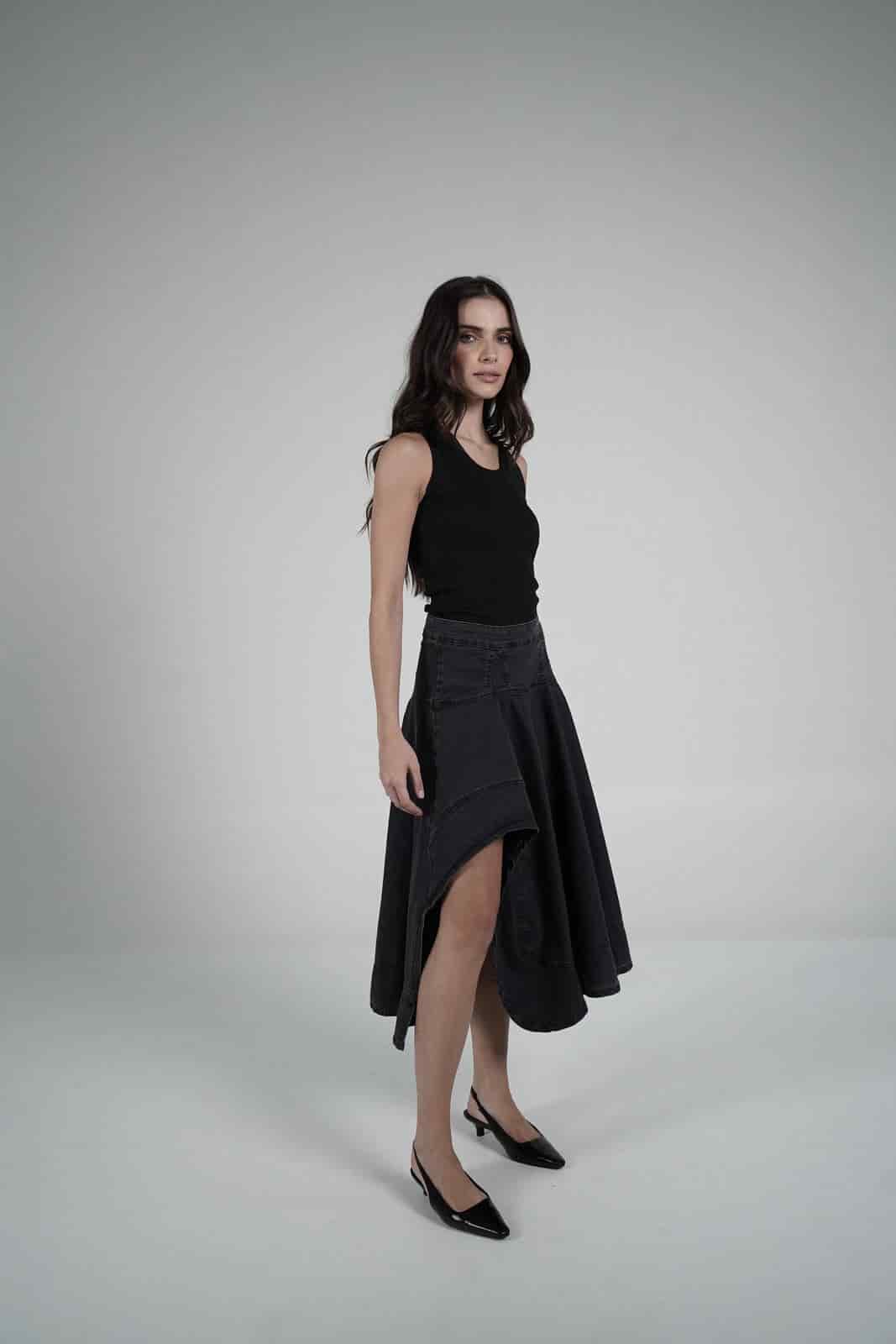 Black asymmetrical skirt - miniatura 2