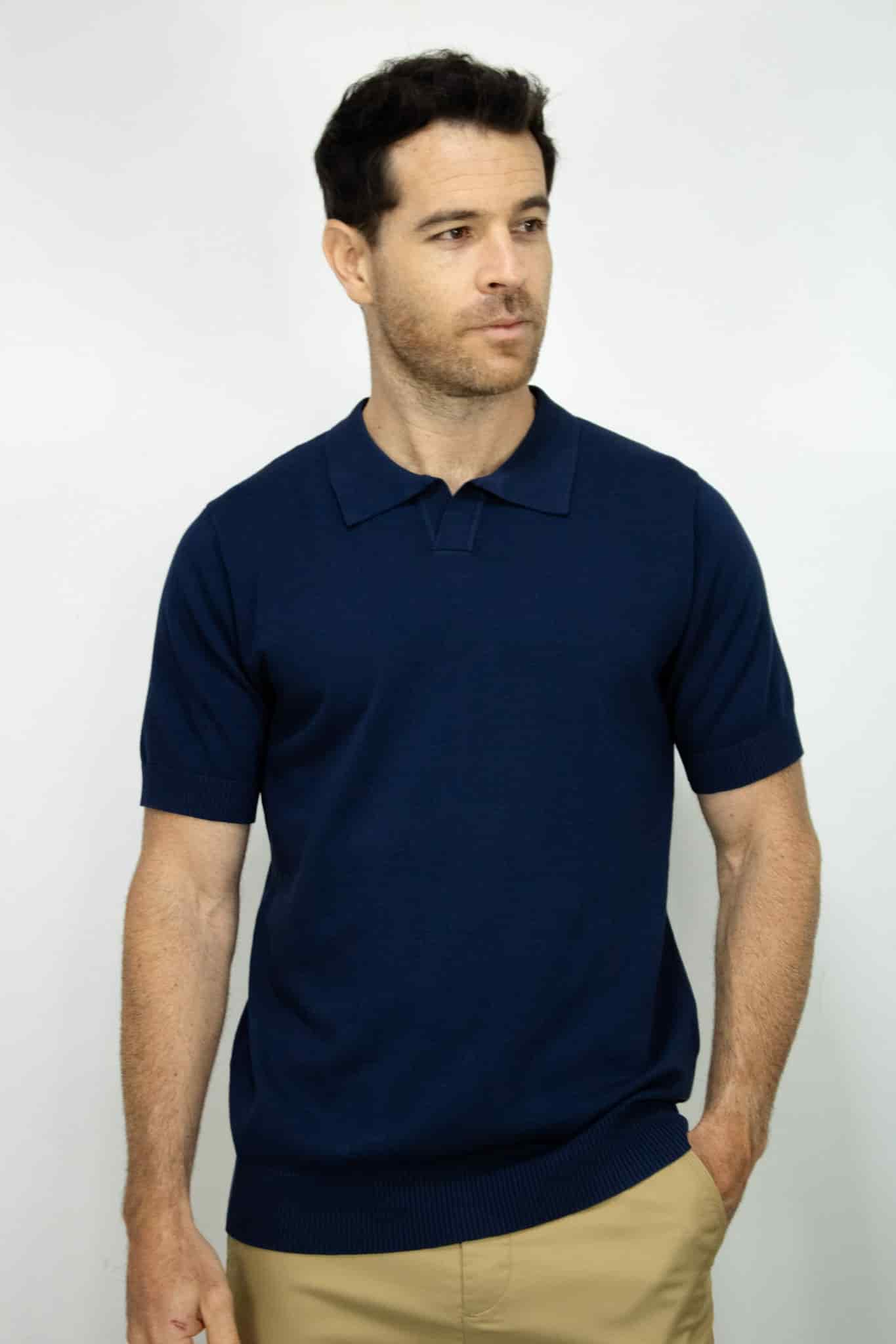 POLO TEJIDA AZUL OSCURO PARA HOMBRE - miniatura 1
