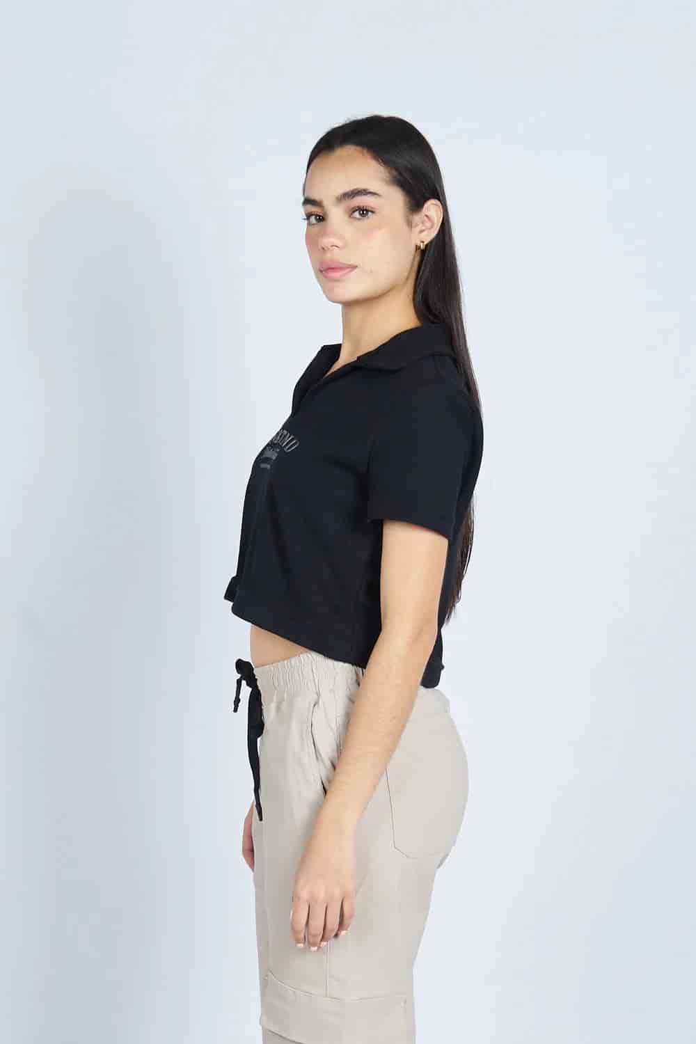 Lounge cropped Polo textura Negra | Drop 03 | - miniatura 5
