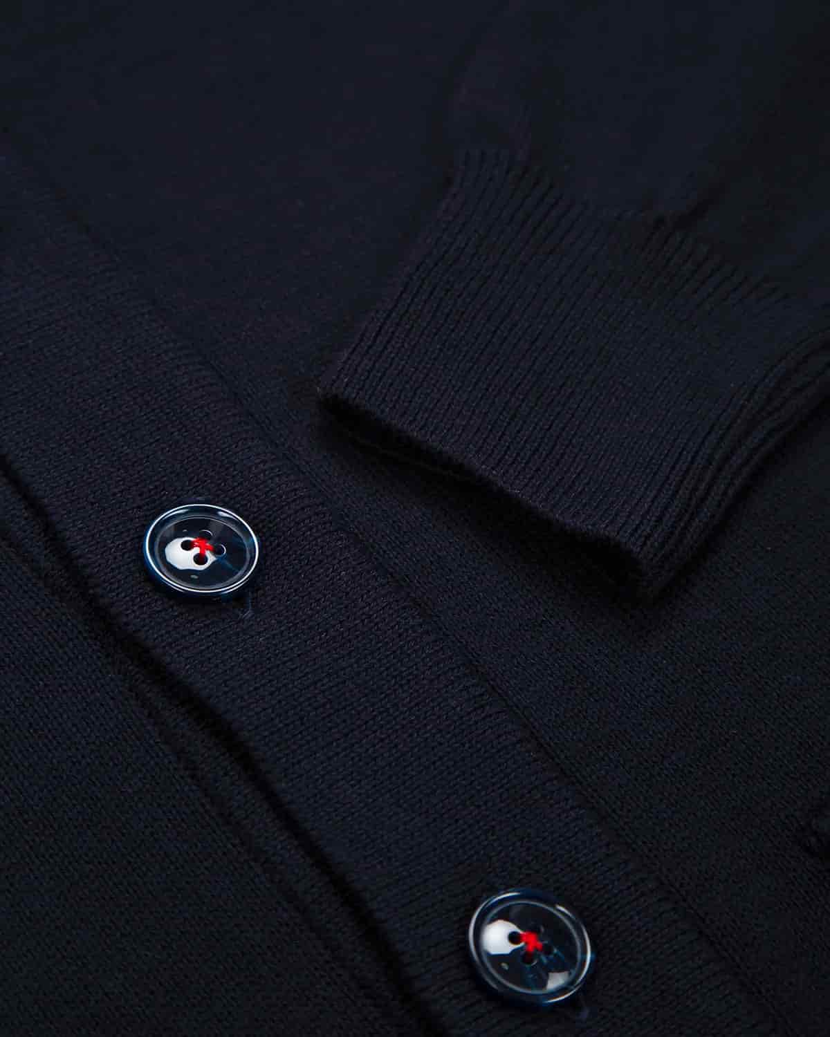 Chaqueta Punto Botón Contraste Algodón Azul Oscuro - miniatura 5