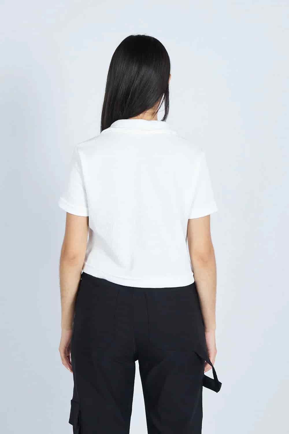 Lounge cropped Polo textura Blanca | Drop 03 | - miniatura 5