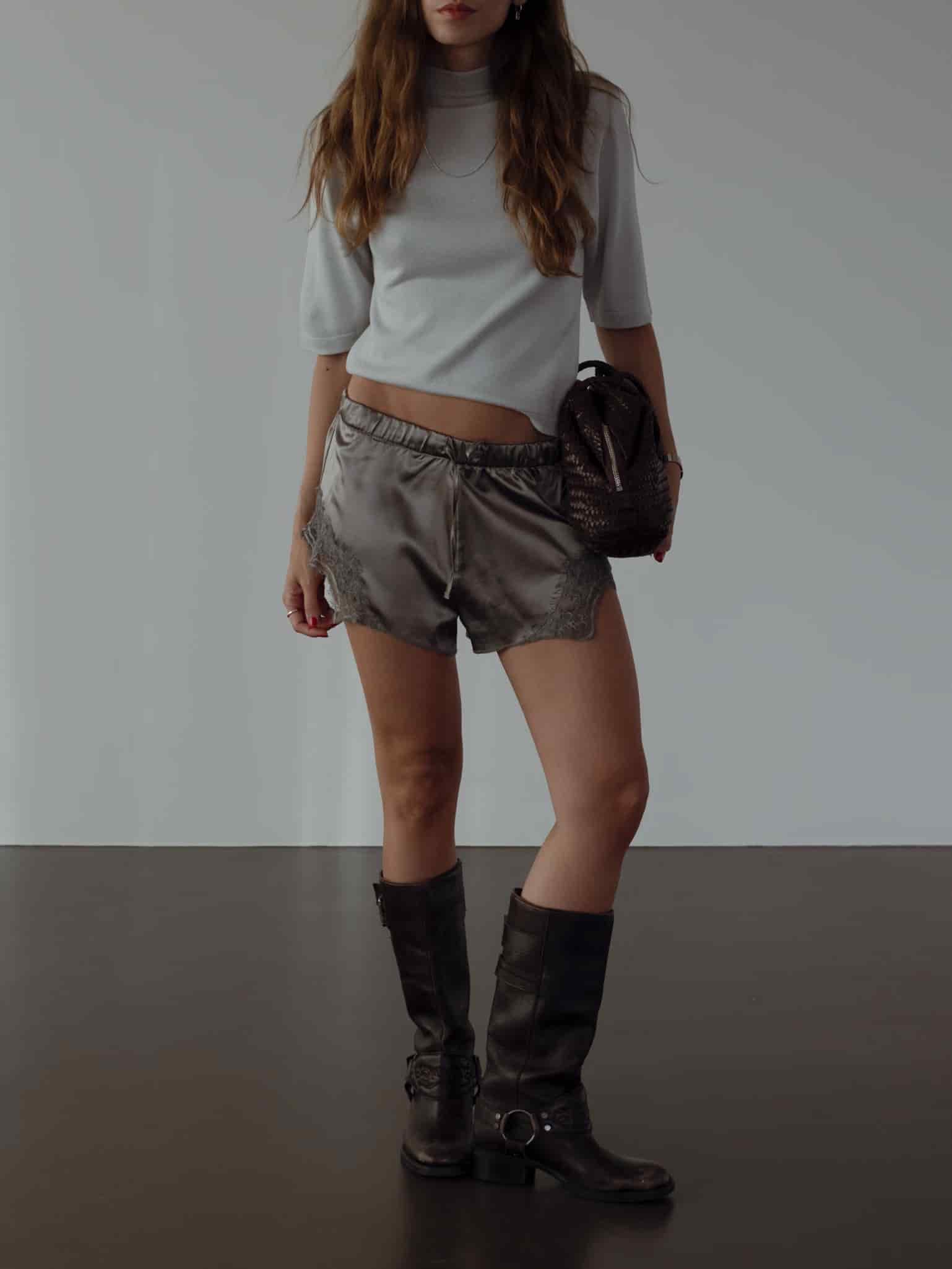 BLONDE MINI SHORT - GRAY - miniatura 4