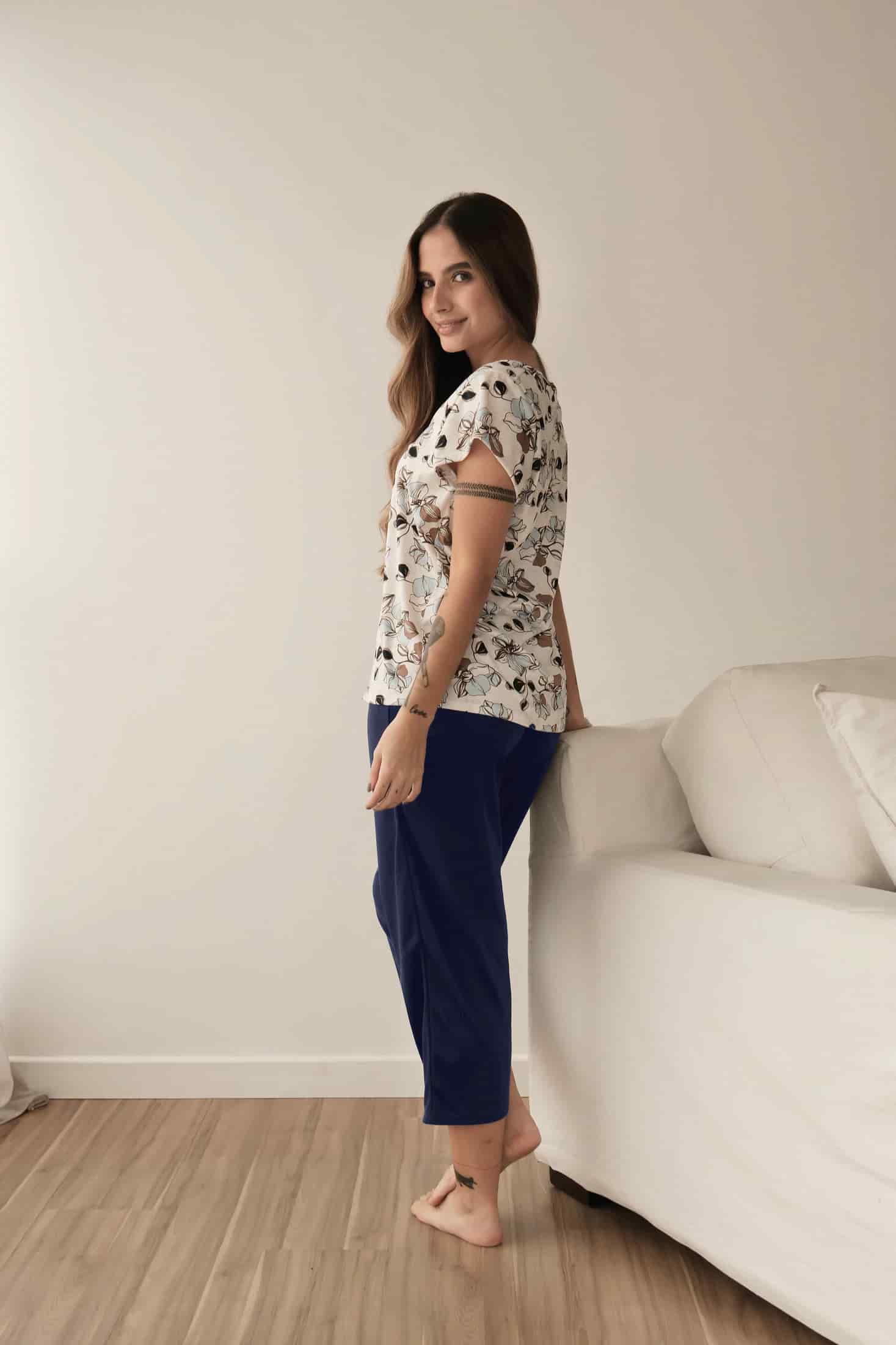 Pijama Pantalon Largo Azul Oceano - miniatura 3